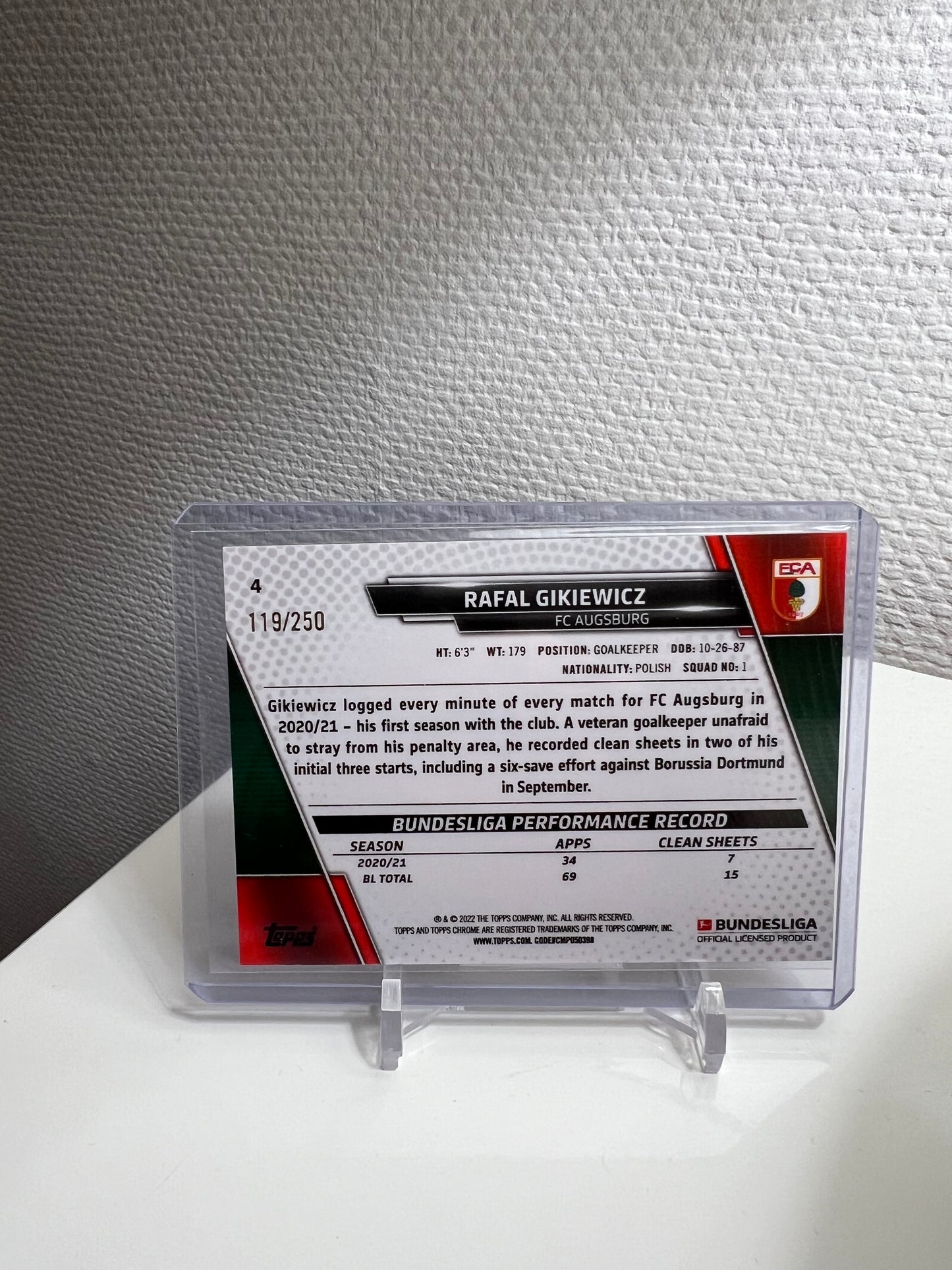 Chrome Sapphire 21-22 - Rafal Gikiewicz Orange /250 - FC Augsburg