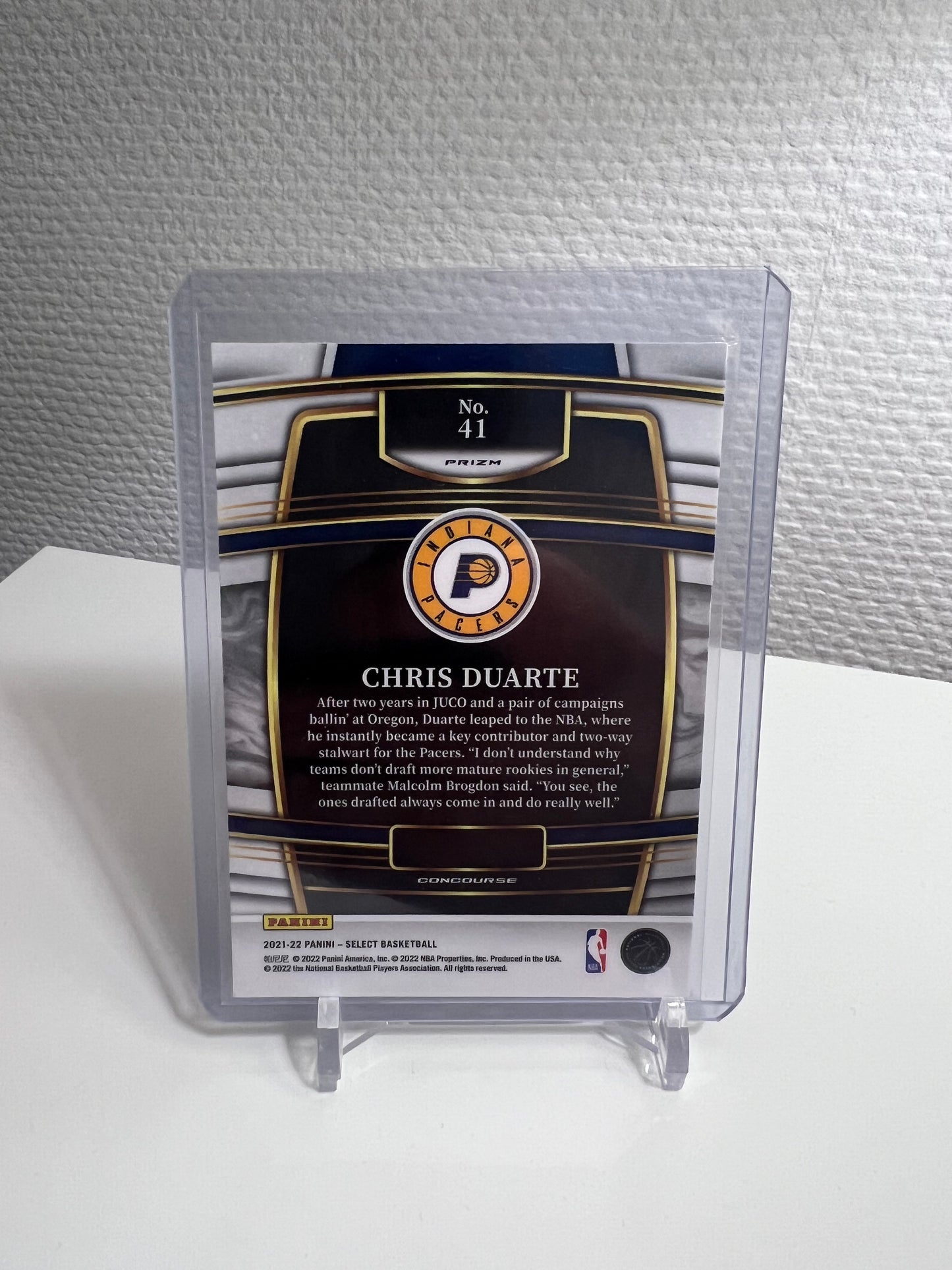 Select 21-22 - Chris Duarte Concourse Tri-Color Wave RC Card - Indiana Pacers