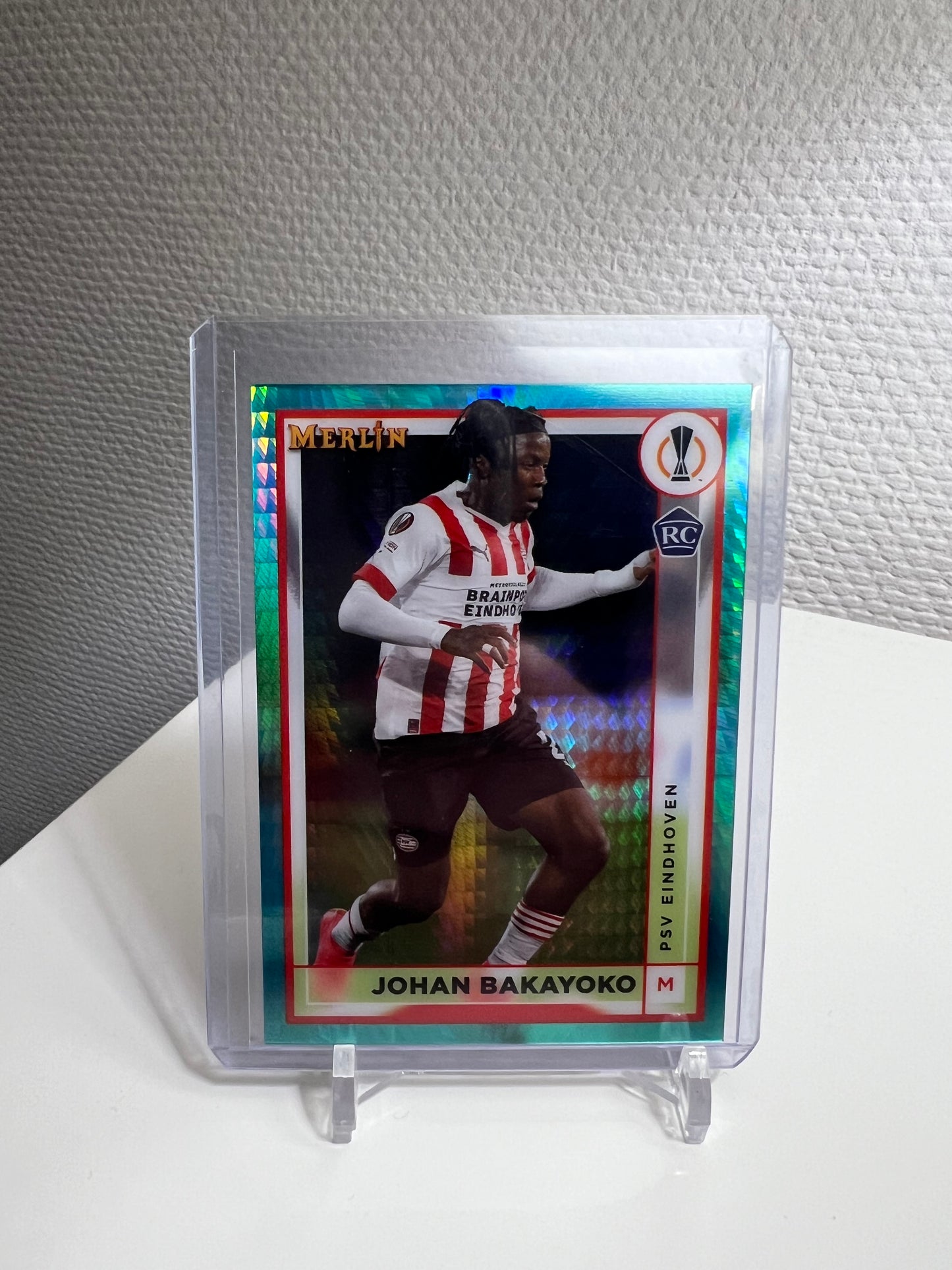 Merlin Chrome 22-23 - Johan Bakayoko Aqua Prism RC Card - PSV Eindhoven