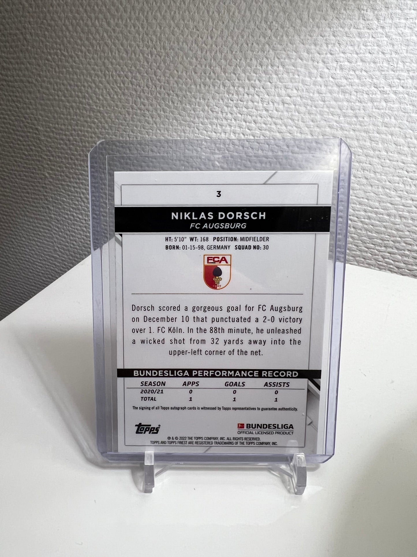 Finest 21-22 - Niklas Dorsch Refractor RC Card - FC Augsburg