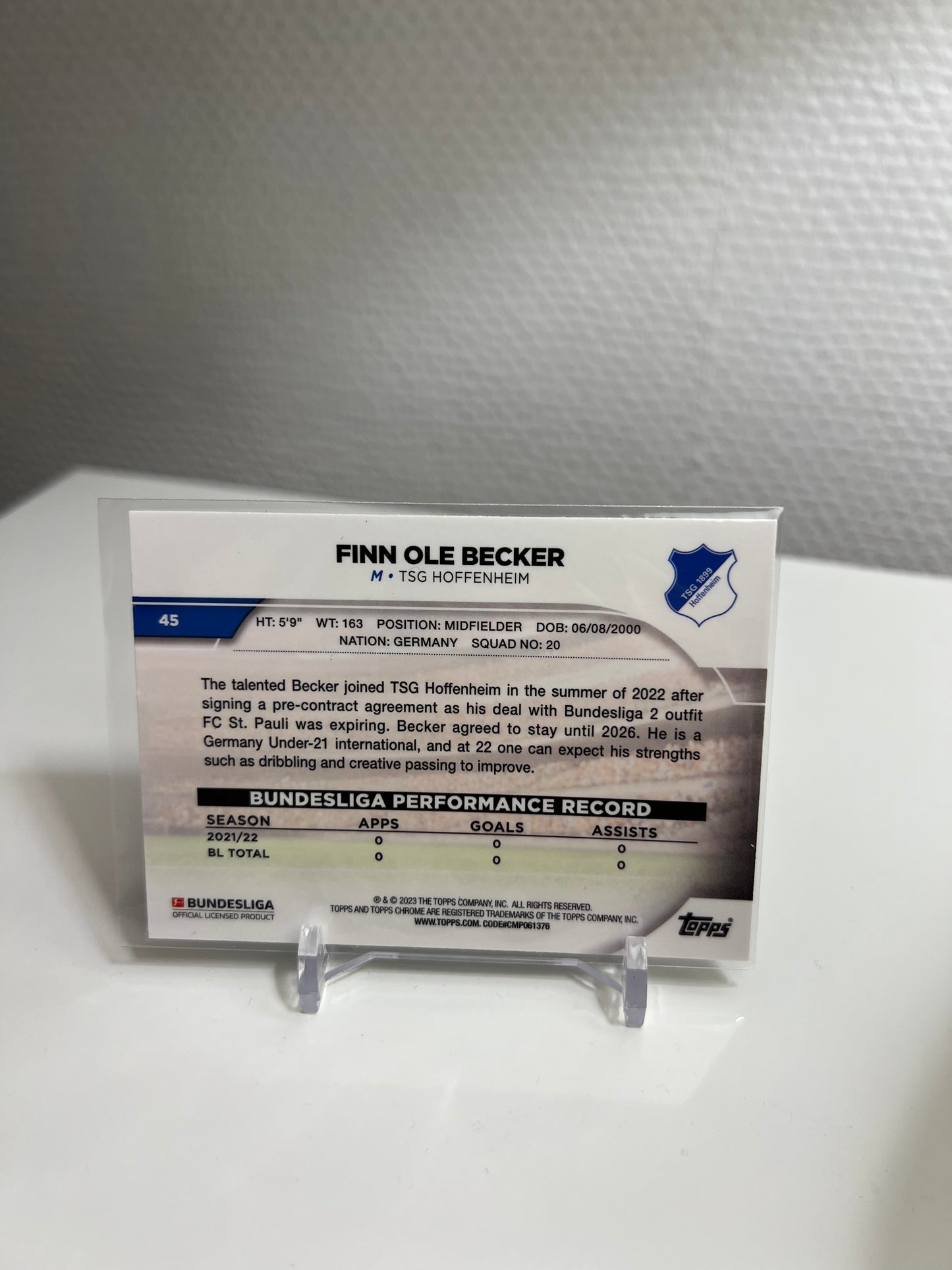 Chrome 22-23 - Finn Ole Becker RC Card - TSG 1899 Hoffenheim
