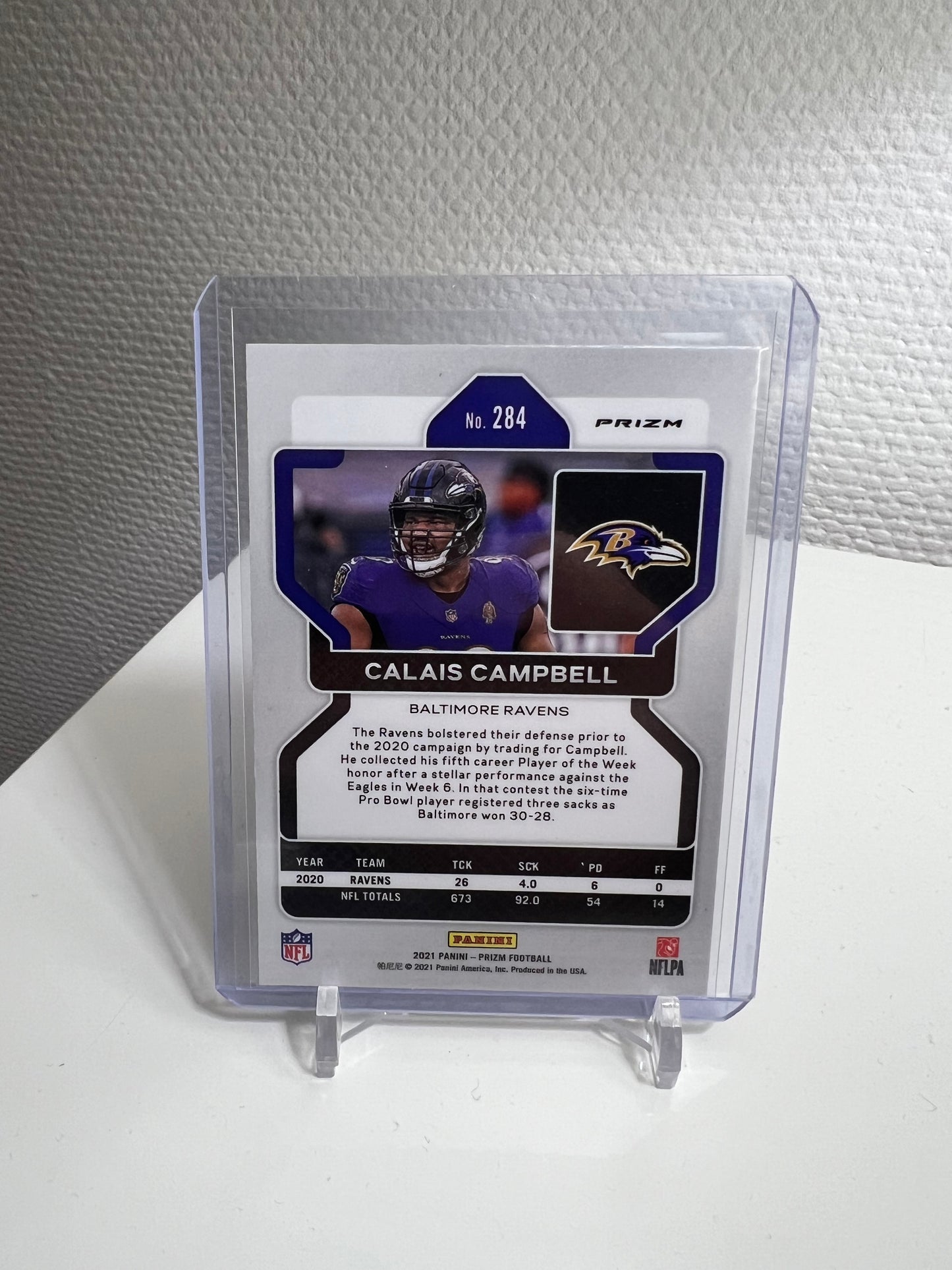 Prizm 21 - Calais Campbell Silver Holo - Baltimore Ravens