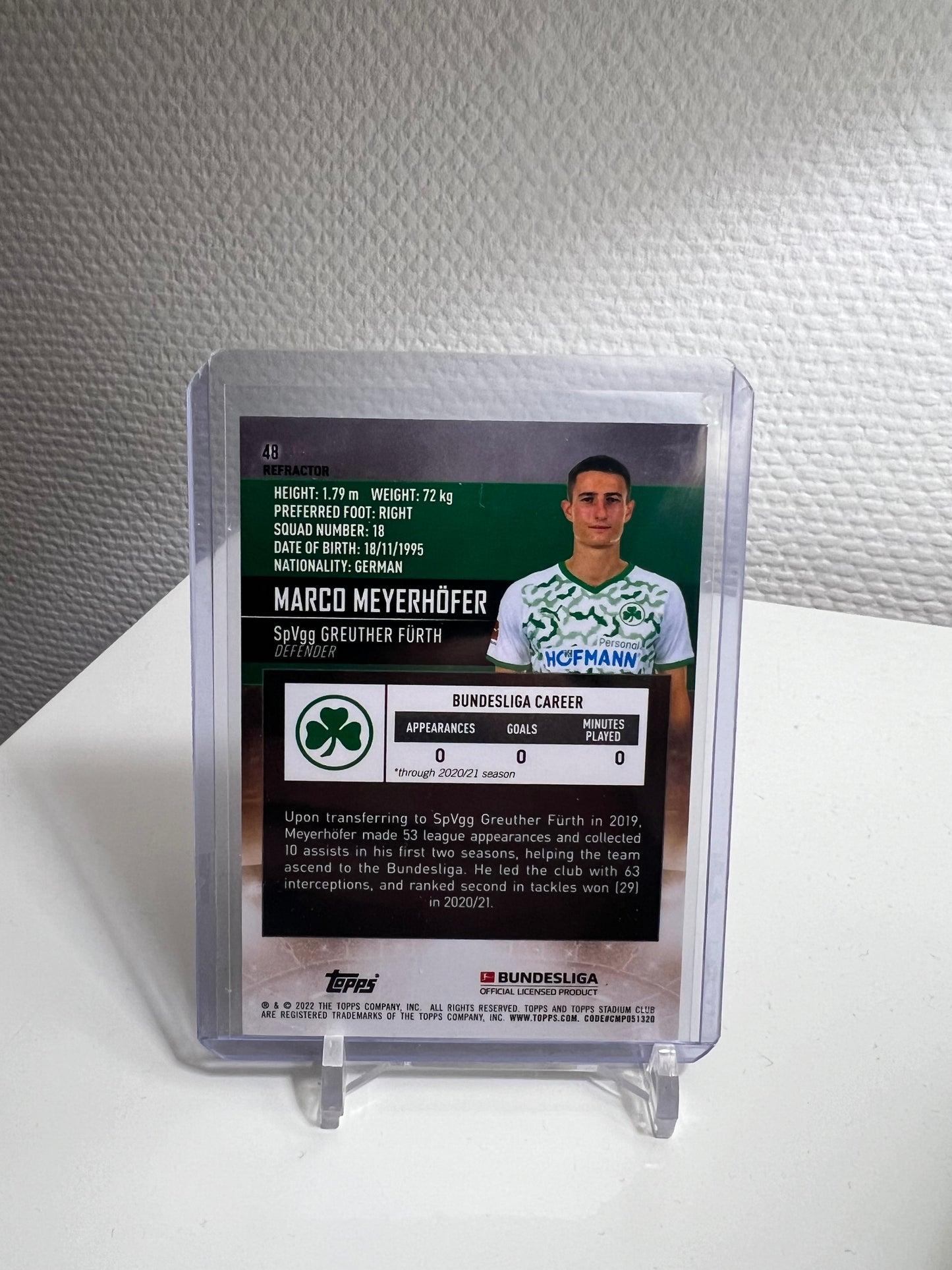 Stadium Club Chrome 21-22 - Marco Meyerhöfer Refractor RC Card -SpVgg Greuther Fürth
