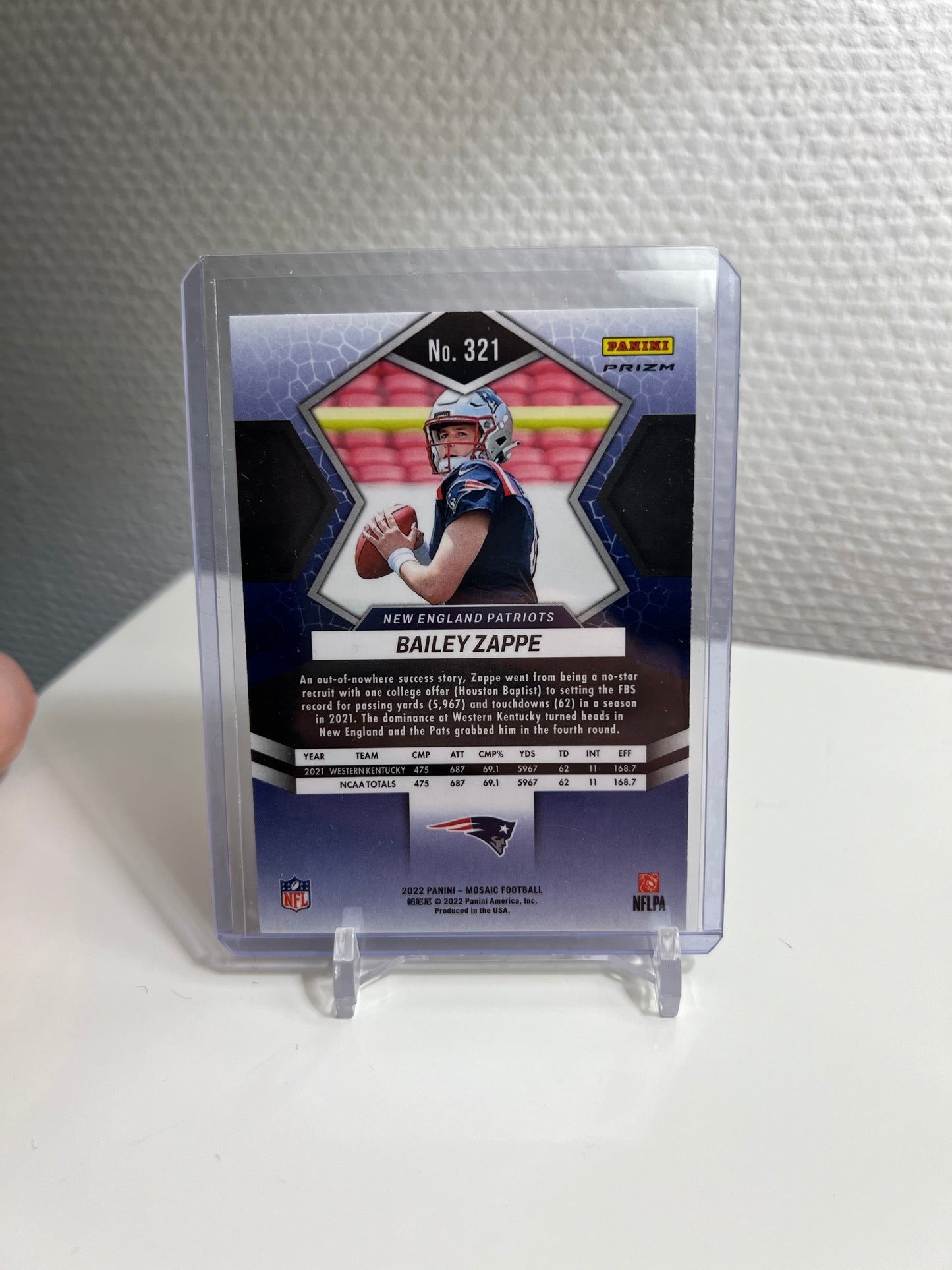 Mosaic 22 - Bailey Zappe Green Prizm RC Card - New England Patriots