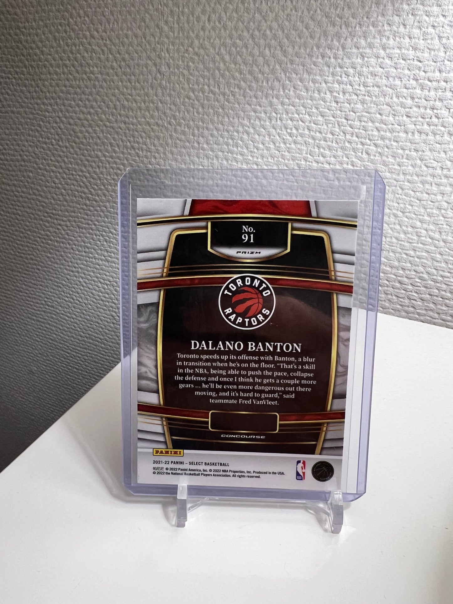 Select 21-22 - Dalano Banton Concourse Tri-Color RC Card - Toronto Raptors