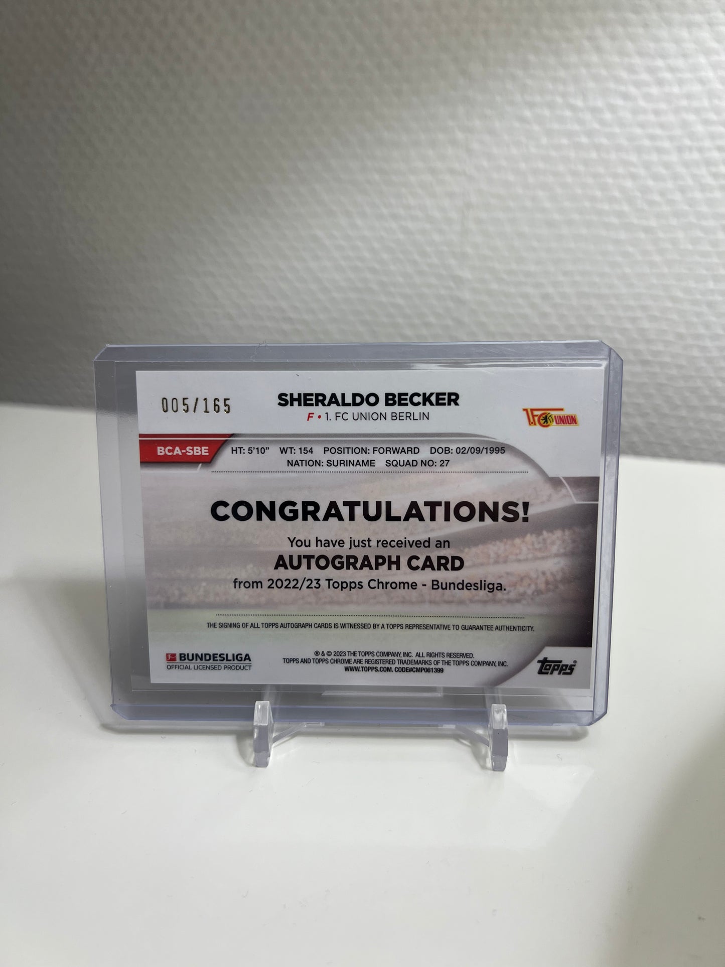 Chrome 22-23 - Sheraldo Becker Autograph Prism /165 - 1. FC Union Berlin