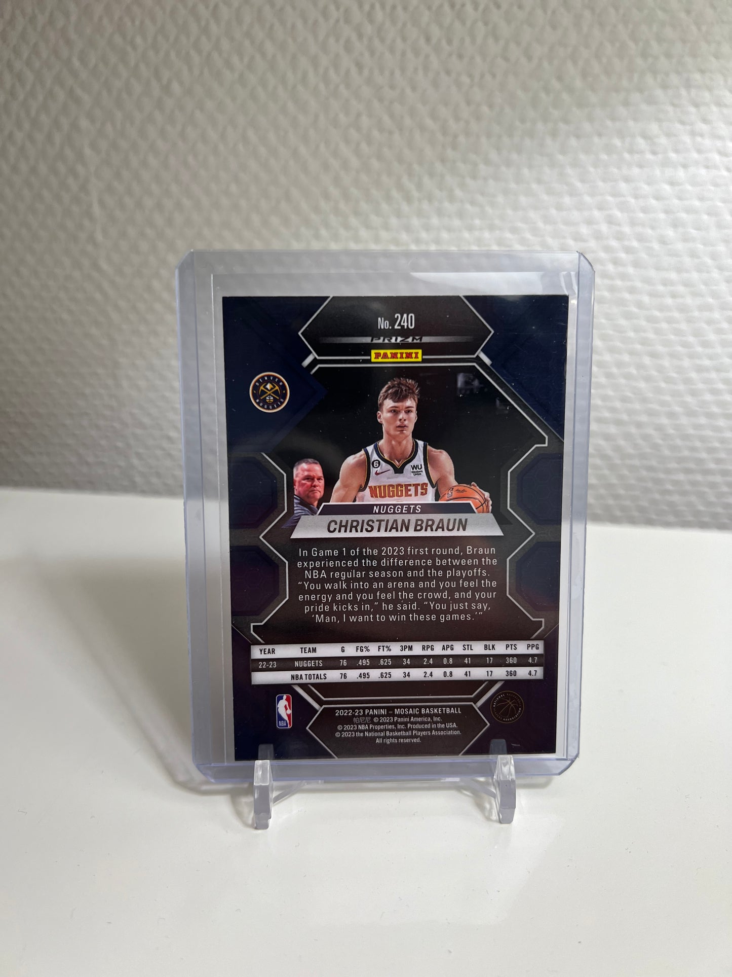 Mosaic 22-23 - Christian Braun Green Prizm RC Card - Denver Nuggets