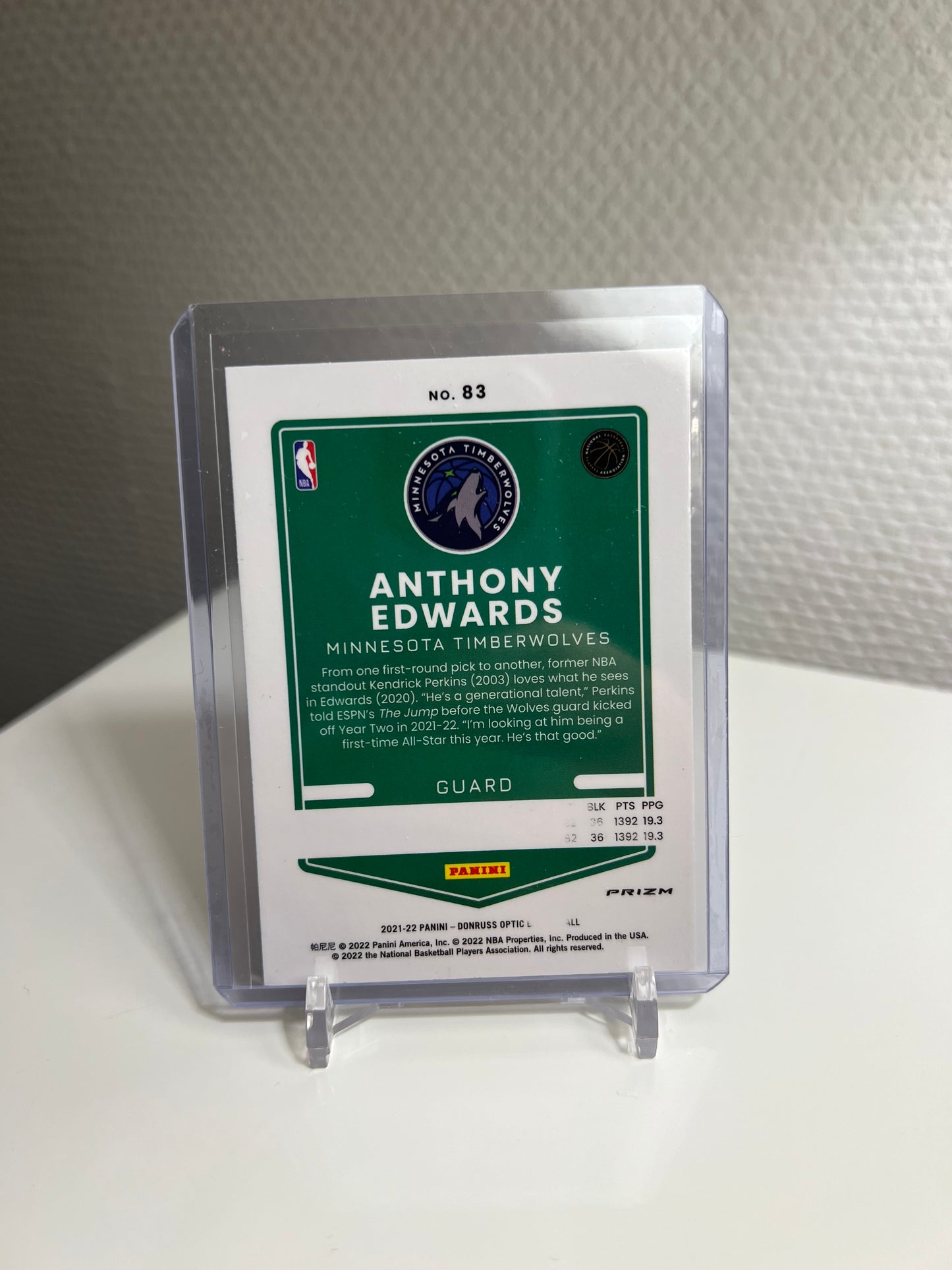 Donruss Optic 21-22 - Anthony Edwards Silver Prizm - Minnesota Timberwolves