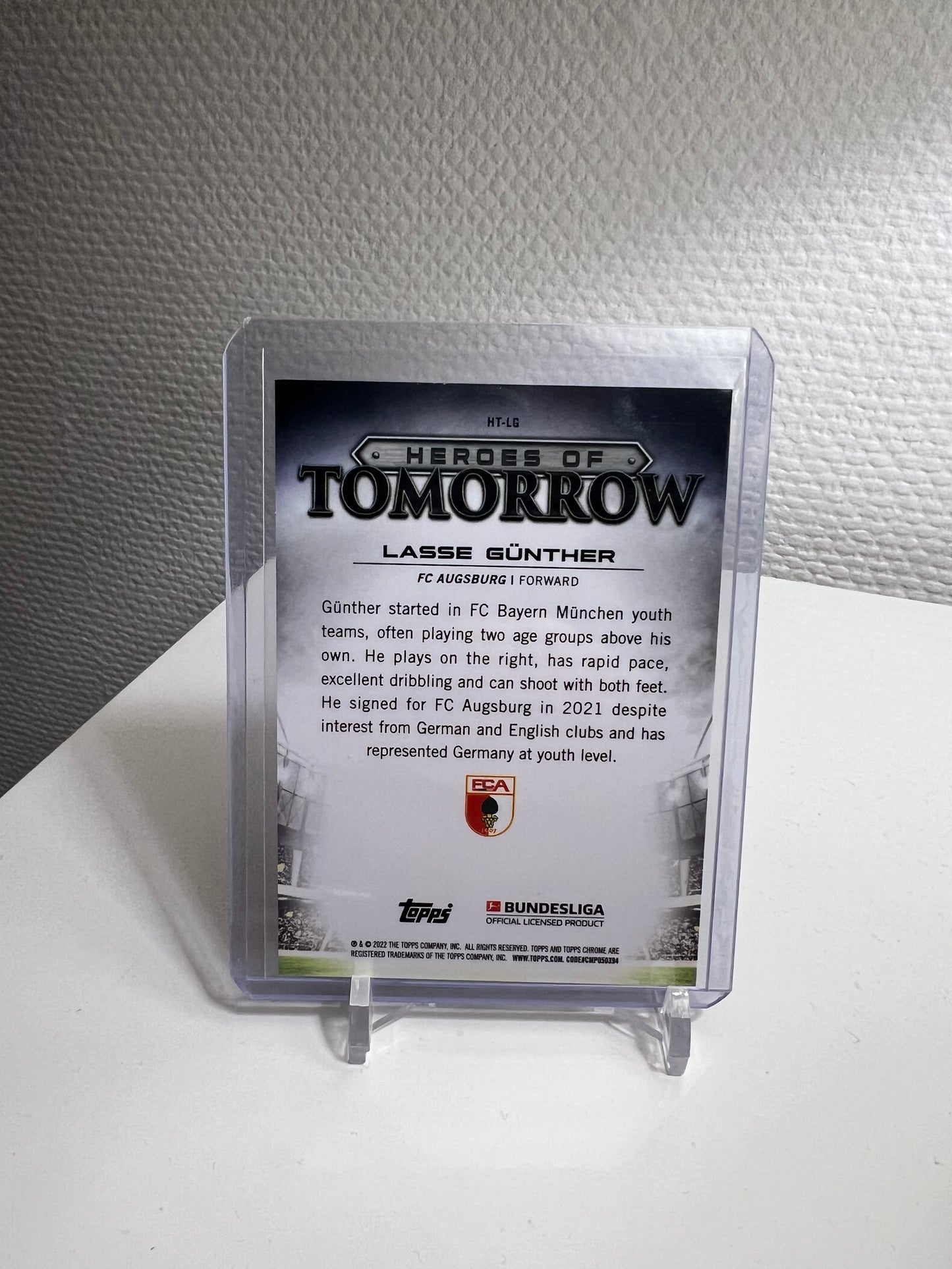 Chrome 21-22 - Lasse Günther Heroes of Tomorrow RC Card - FC Augsburg #HT-LG