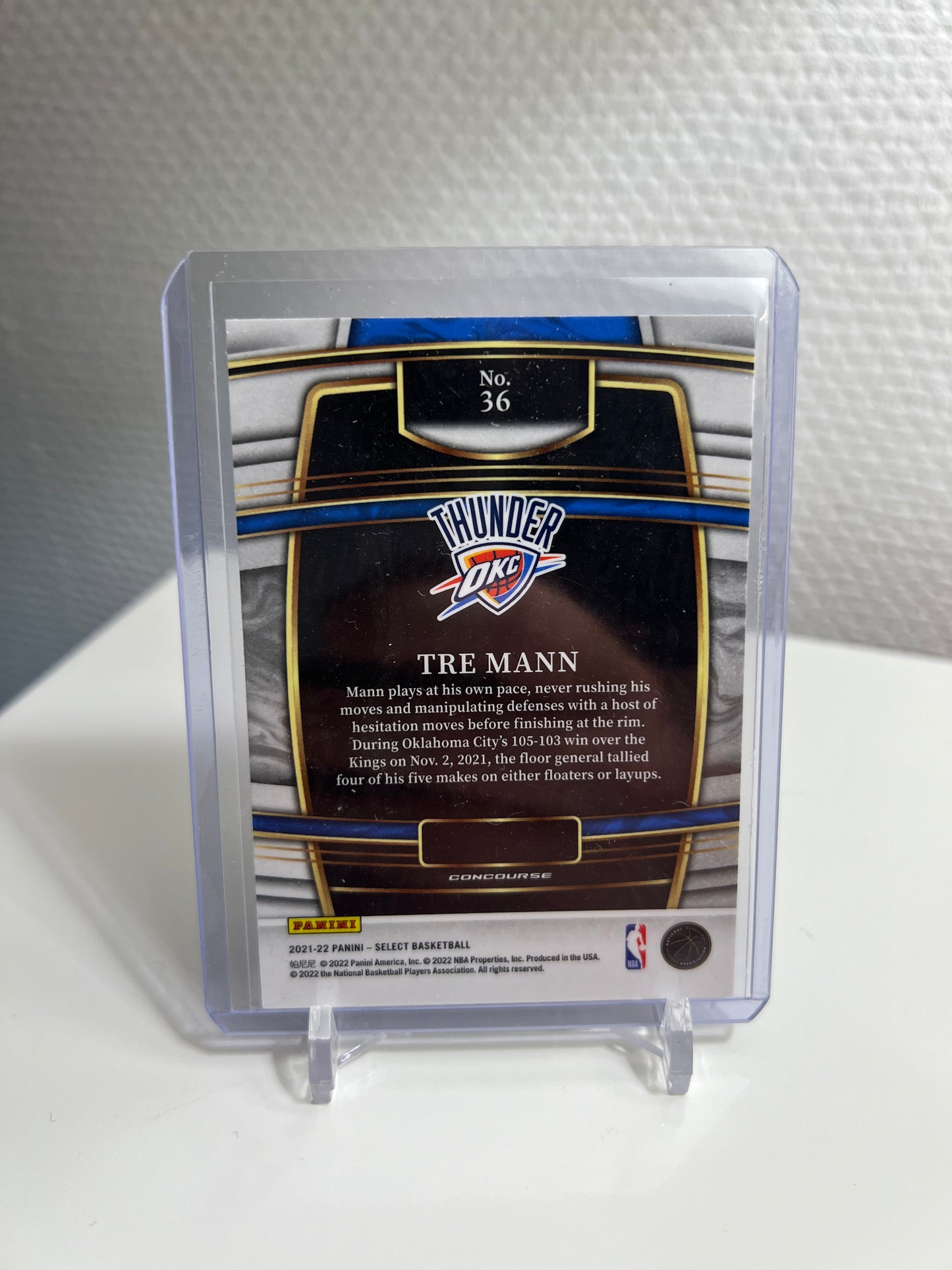 Select 21-22 - Tre Mann Concourse RC Card - Oklahoma City Thunder