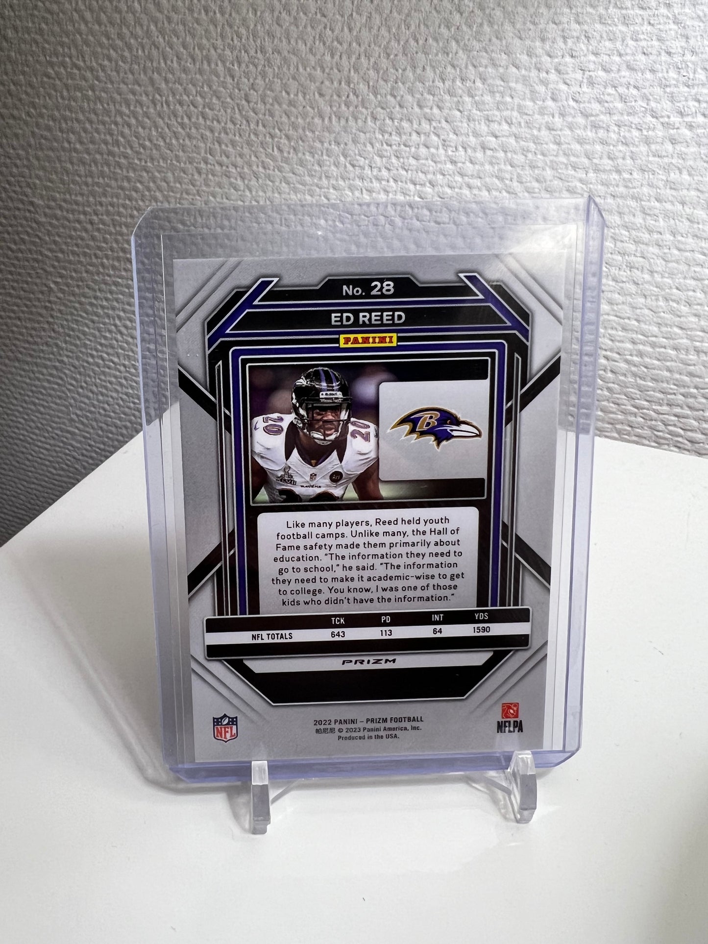 Panini Prizm 22 - Ed Reed Tri-Color - Baltimore Ravens
