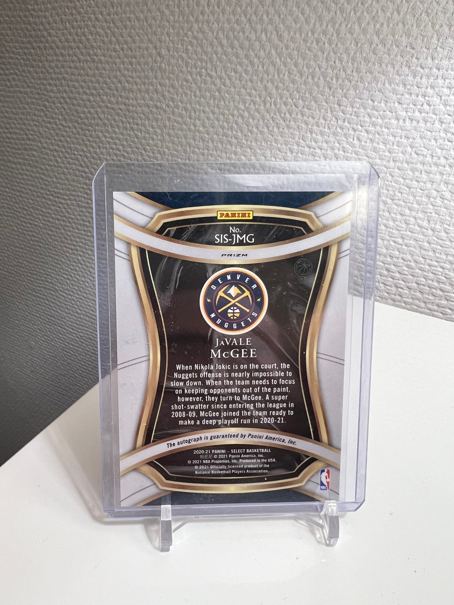 Select 20-21 - JaVale McGee Autograph Signature Selections Silver Prizm - Denver Nuggets #SIS-JMG