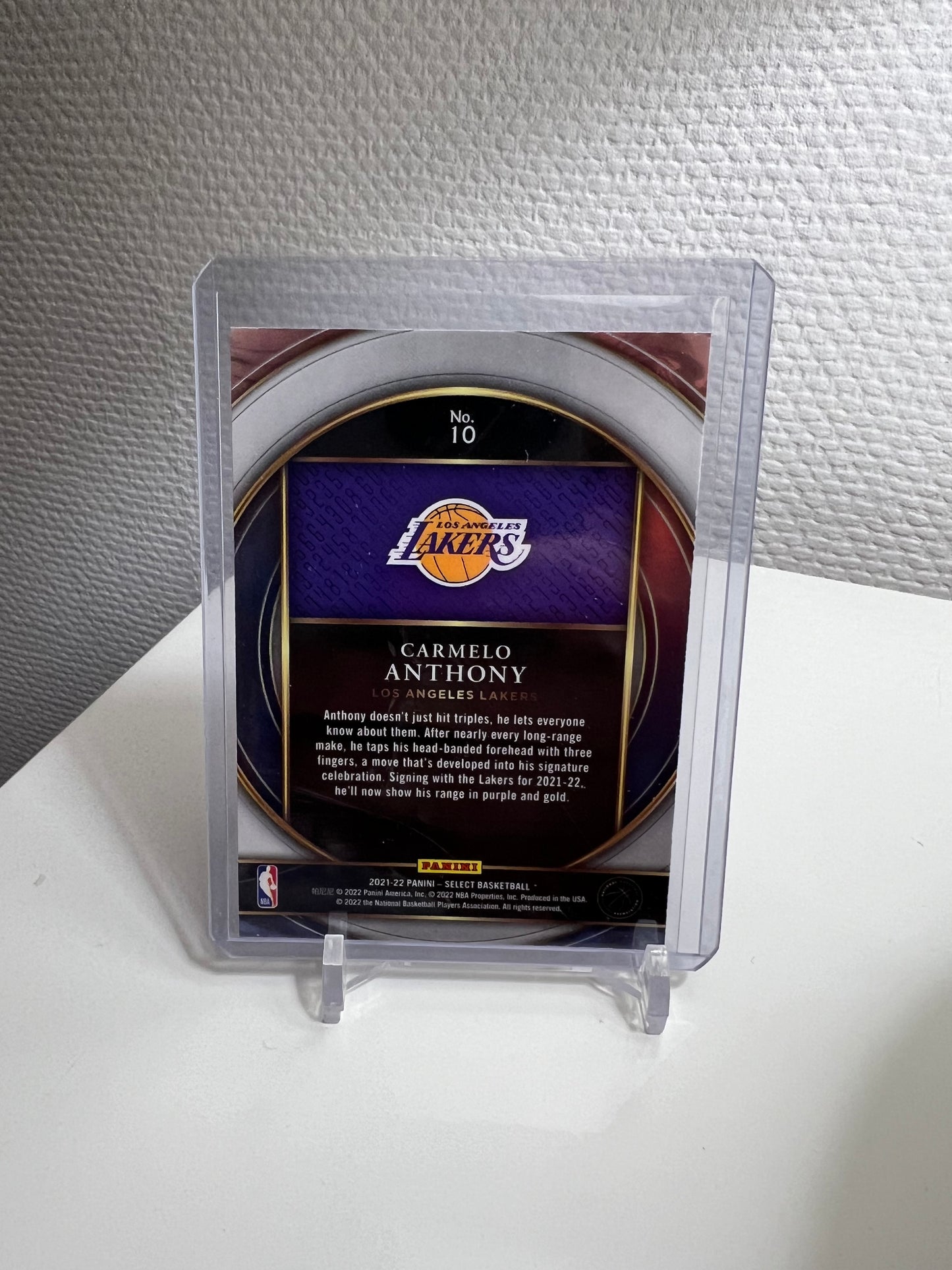 Select 21-22 - Carmelo Anthony Numbers 7 - Los Angeles Lakers