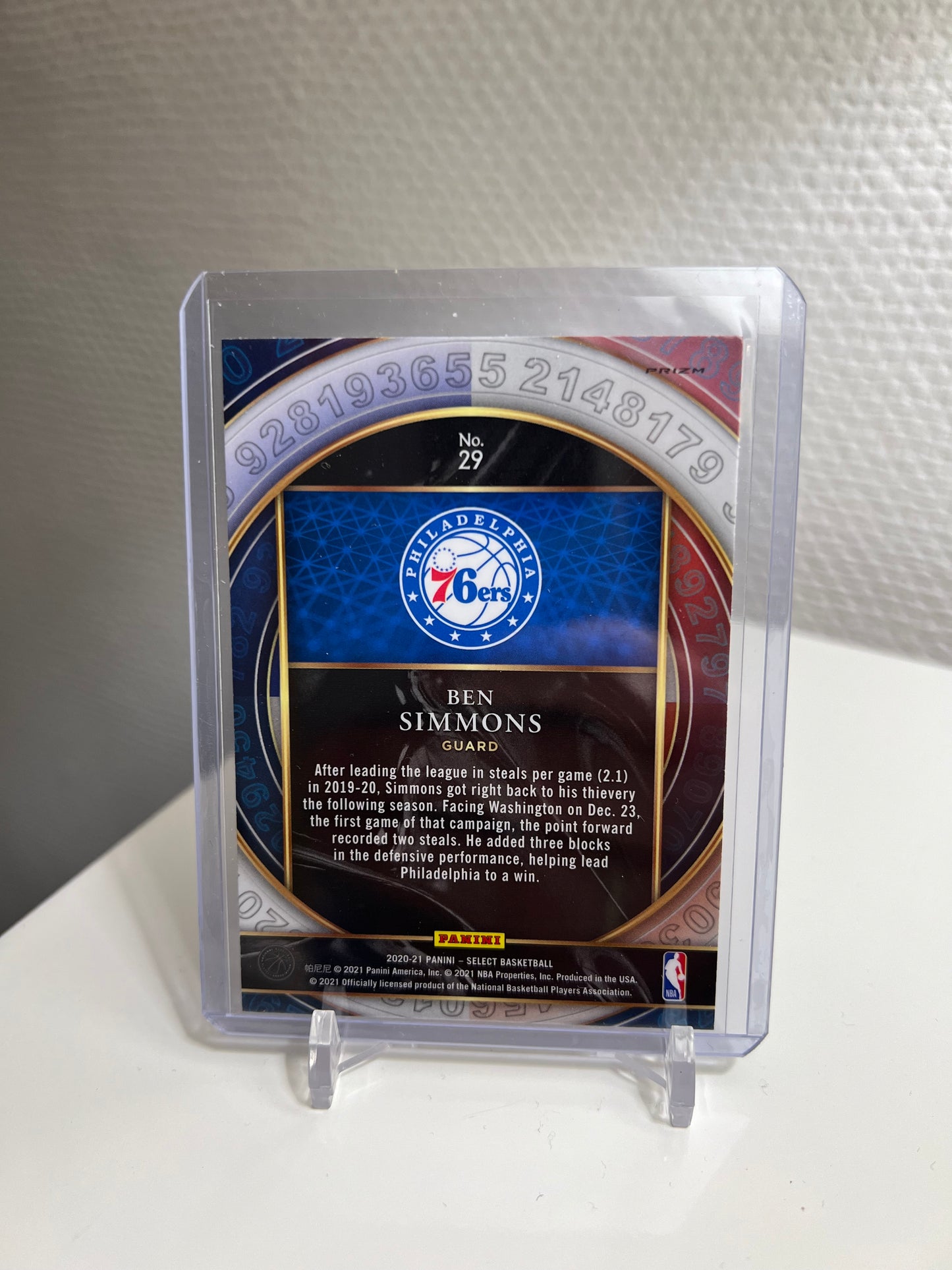 Select 20-21 - Ben Simmons Numbers Red Shimmer Prizm - Philadelphia 76ers