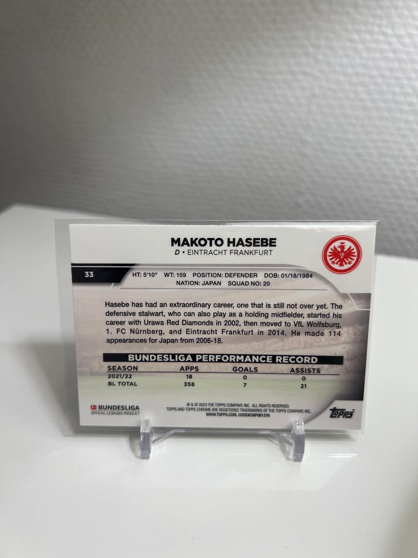 Chrome 22-23 - Makoto Hasebe - Eintracht Frankfurt