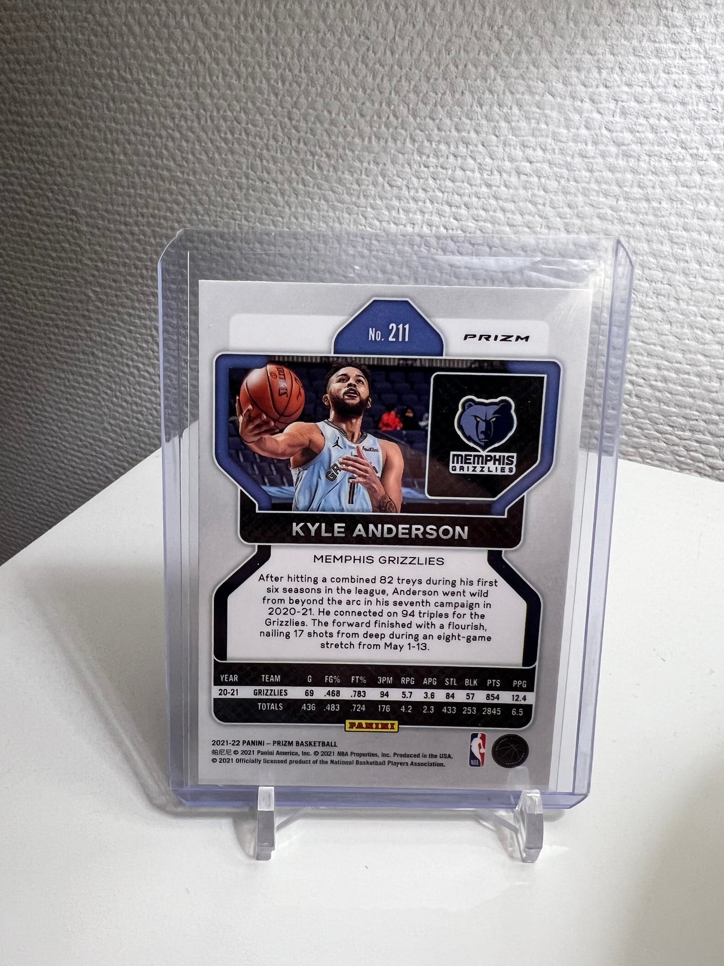 Prizm 21-22 - Kyle Anderson Green Prizm - Memphis Grizzlies