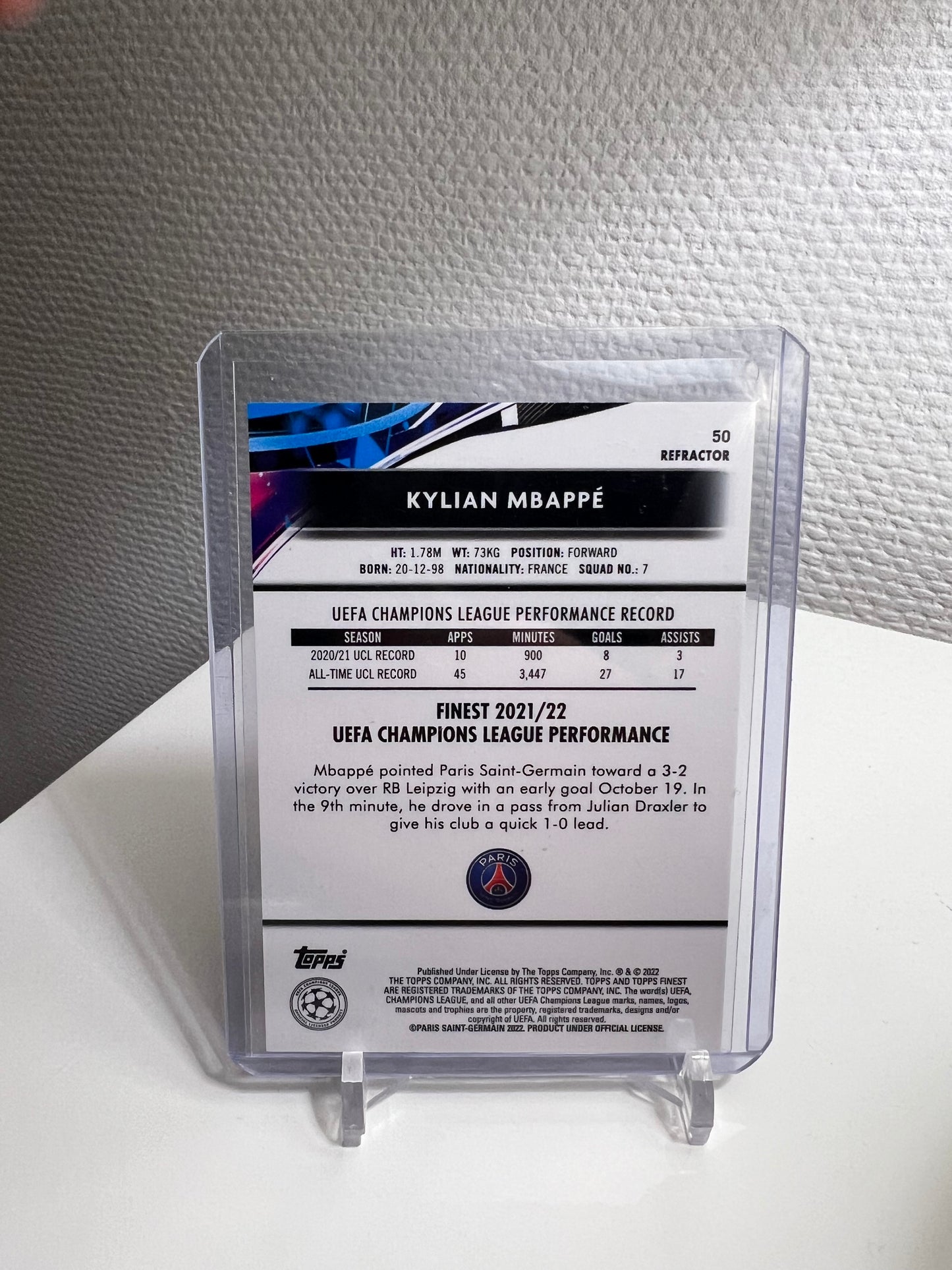 Finest 21-22 - Kylian Mbappe Refractor - Paris Saint-Germain