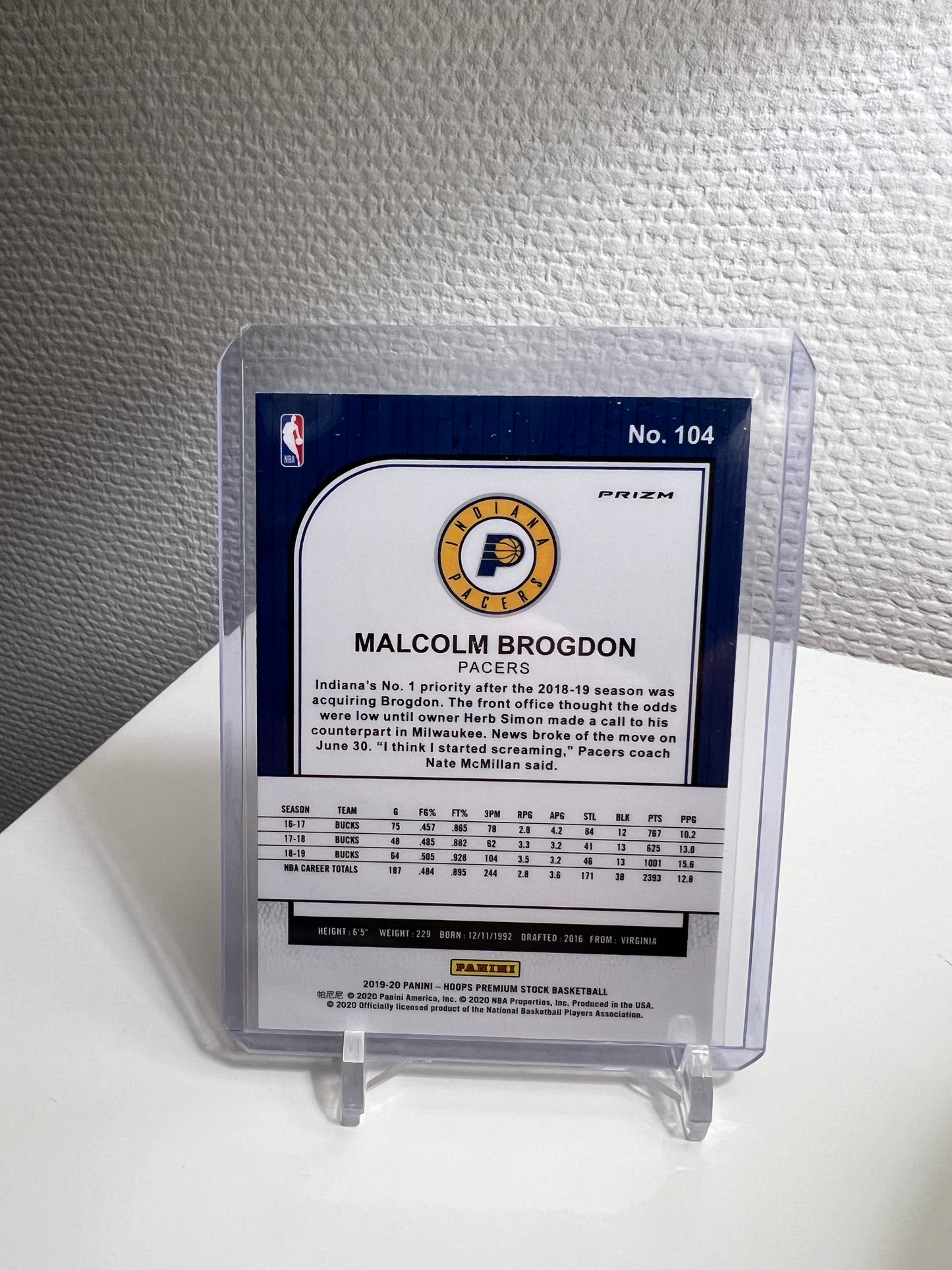 Hoops Premium Stock 19-20 - Malcolm Brogdon Silver Prizm - Indiana Pacers