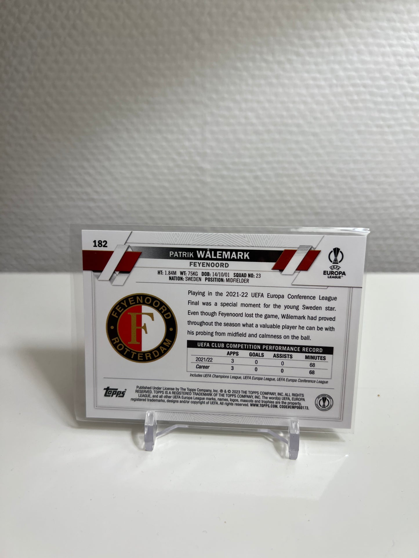 Chrome 22-23 - Patrik Walemark RC Card - Feyenord Rotterdam