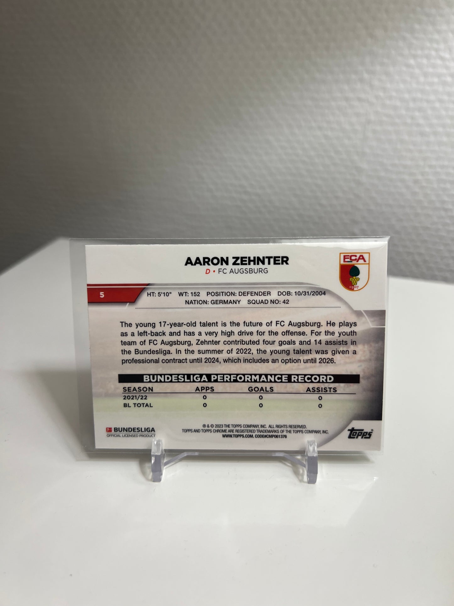 Chrome 22-23 - Aaron Zehnter RC Card - FC Augsburg