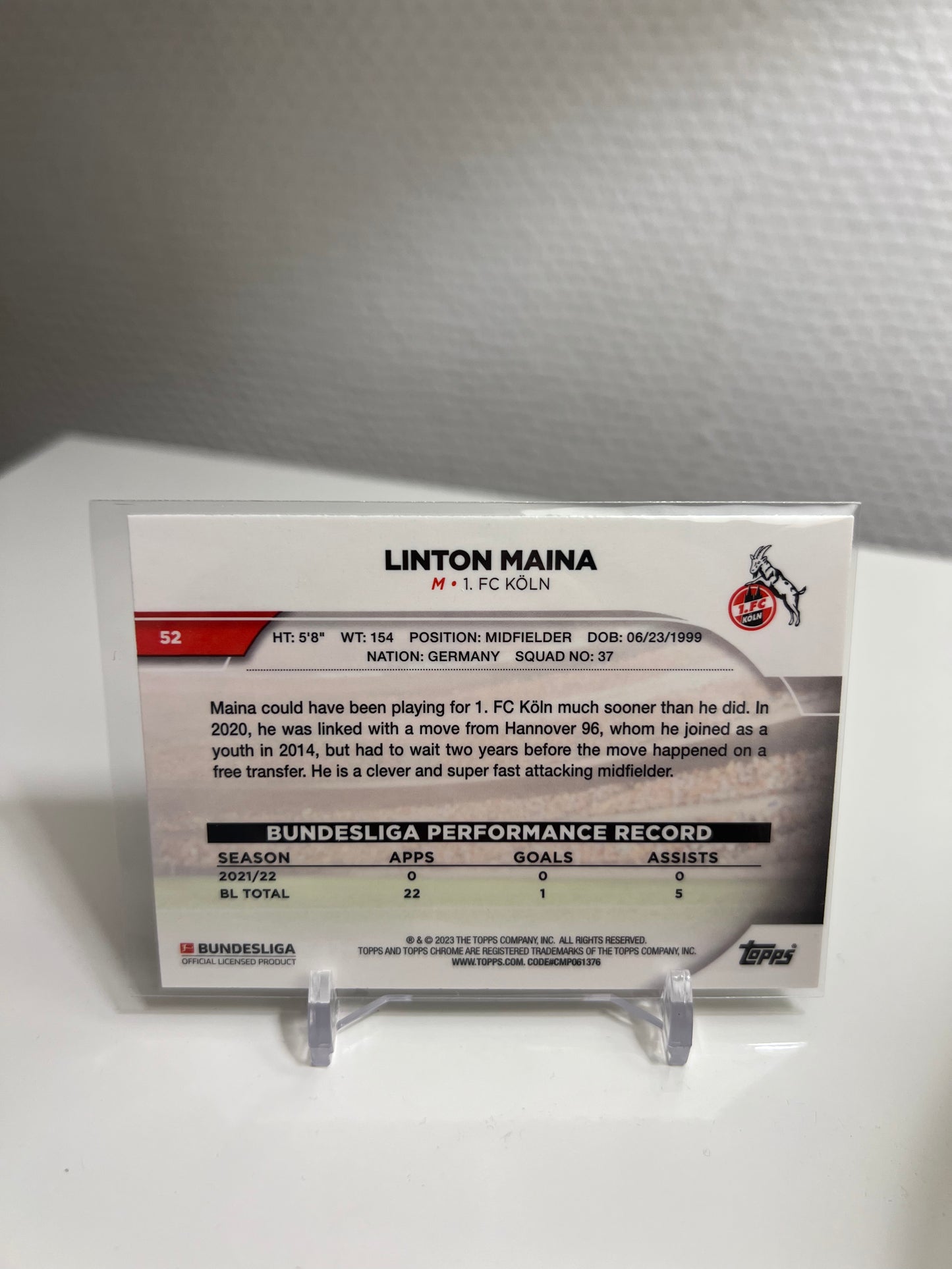 Chrome 22-23 - Linton Maina RC Card - 1. FC Köln
