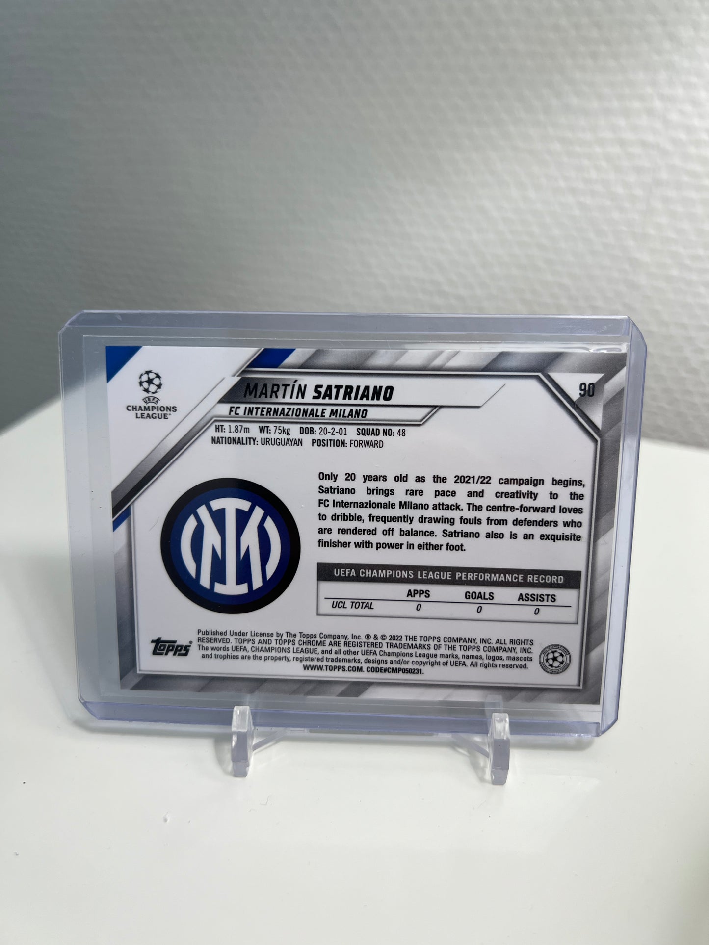 Chrome 21-22 - Martin Satriano RC Card Ray Wave - Inter Mailand