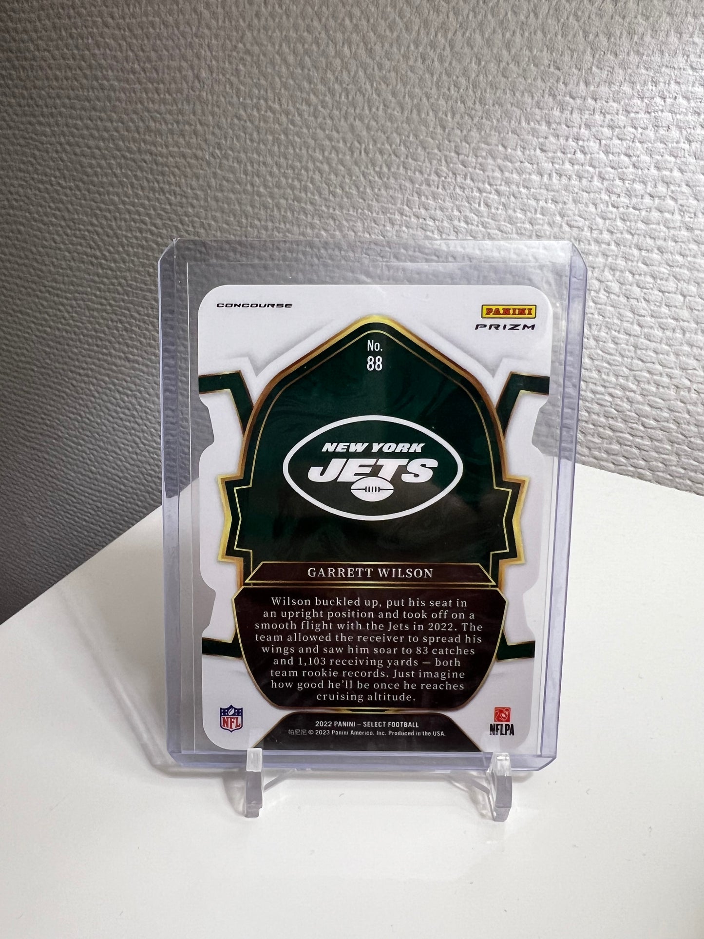 Select 22 - Carrett Wilson Die-Cut RC Card Silver Prizm - New York Jets
