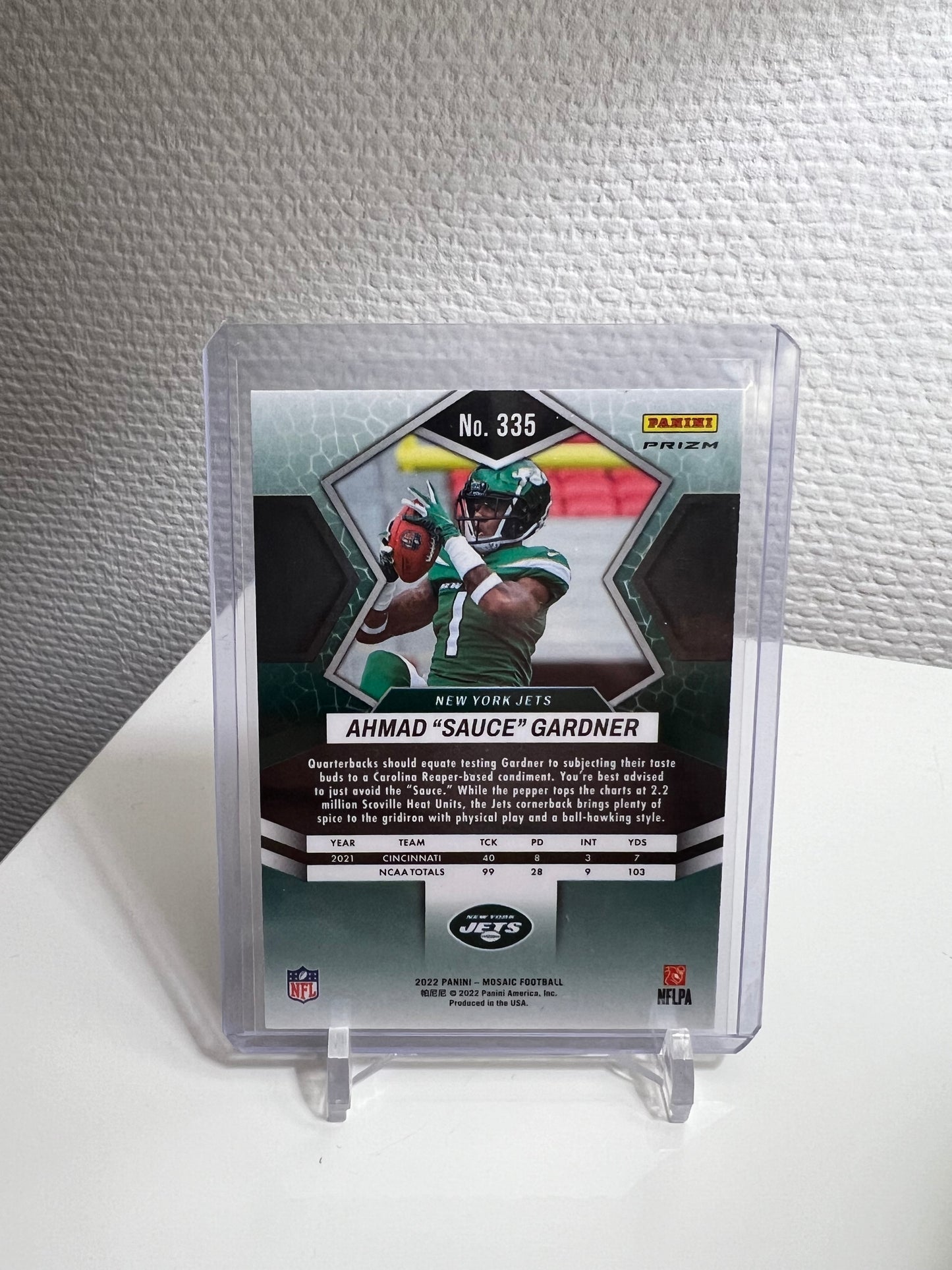 Mosaic 22 - Ahmad „Sauce“ Gardner Green Prizm RC Card - New York Jets