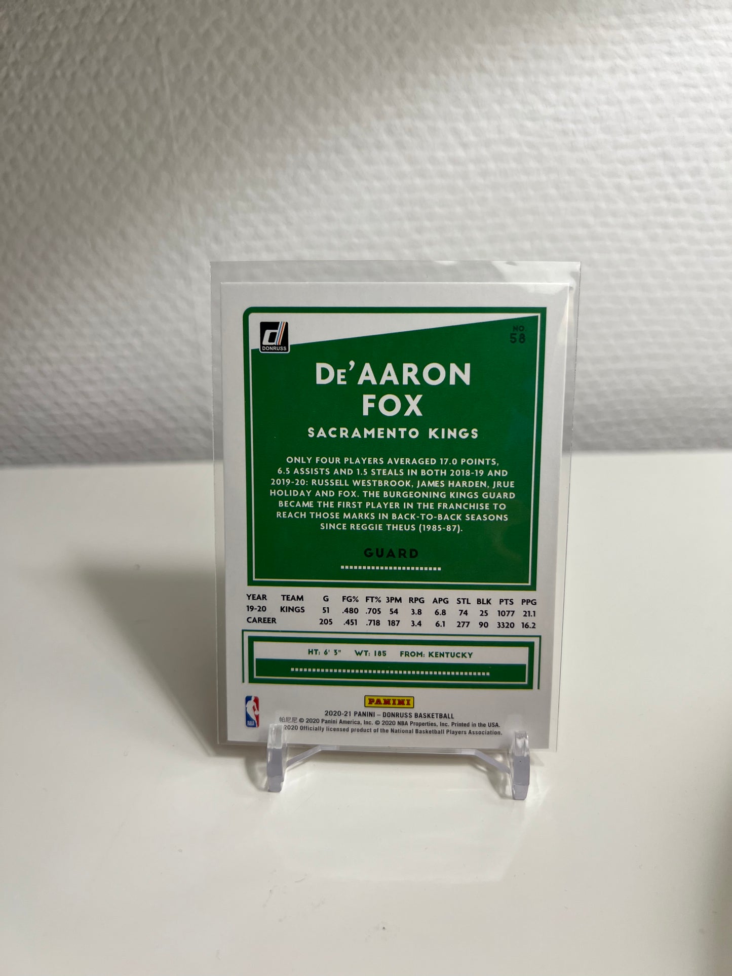 Panini Donruss 20-21 - De Aaron Fox Orange Laser - Sacramento Kings
