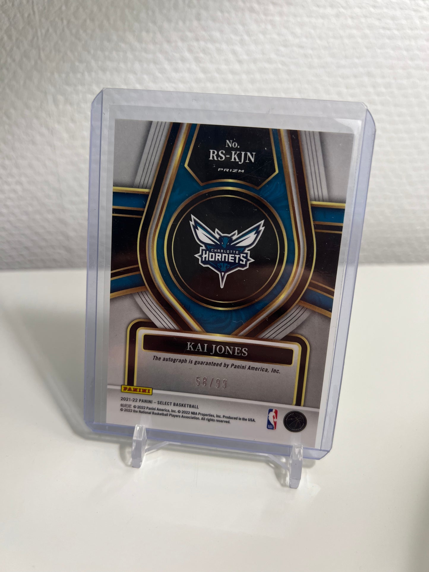 Panini Select 21-22 - Kai Jones Autograph Neon Green /99 RC Card - Charlotte Hornets #RS-KJN