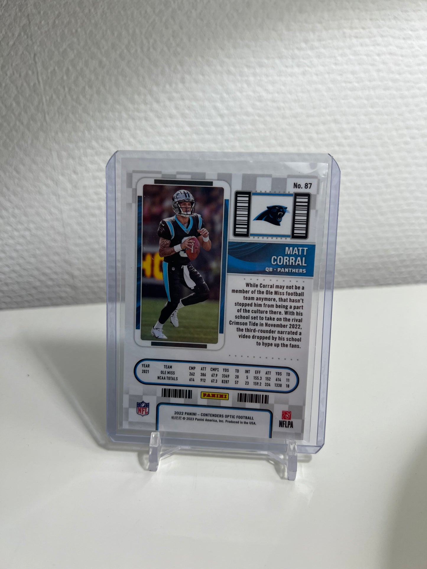 Panini Contenders Optic 22 - Matt Corral Rookie Ticket RC Card - Carolina Panthers