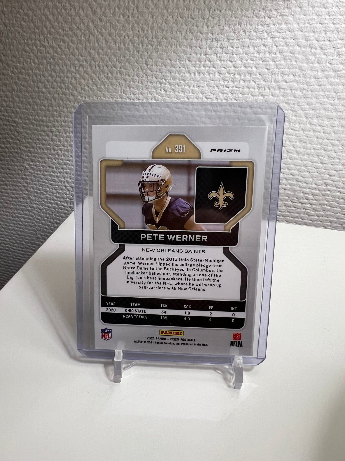 Prizm 21 - Pete Werner Silver Holo RC Card - New Orleans Saints