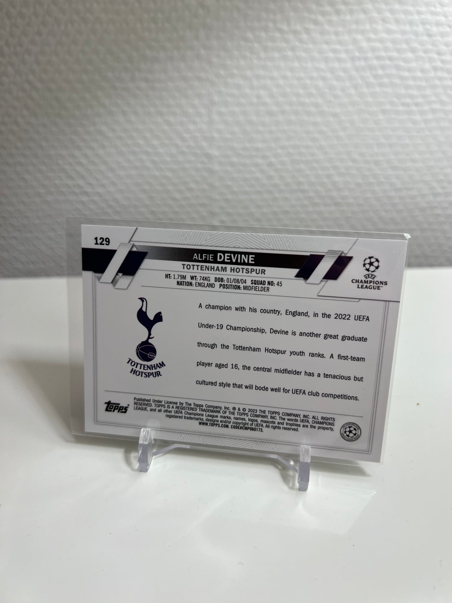 Chrome 22-23 - Alfie Devine RC Card - Tottenham Hotspur