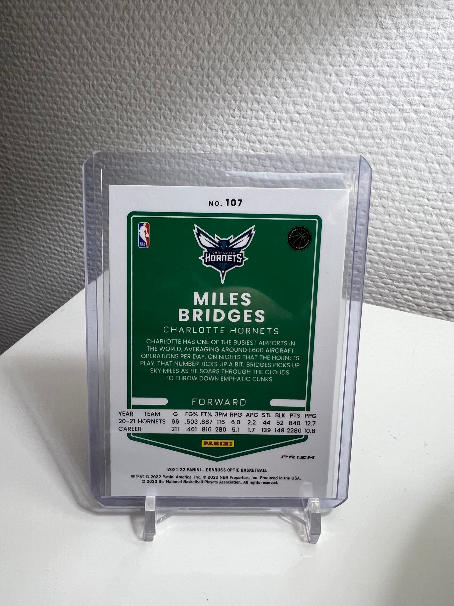 Donruss Optic 21-22 - Miles Bridges Purple Prizm - Charlotte Hornets