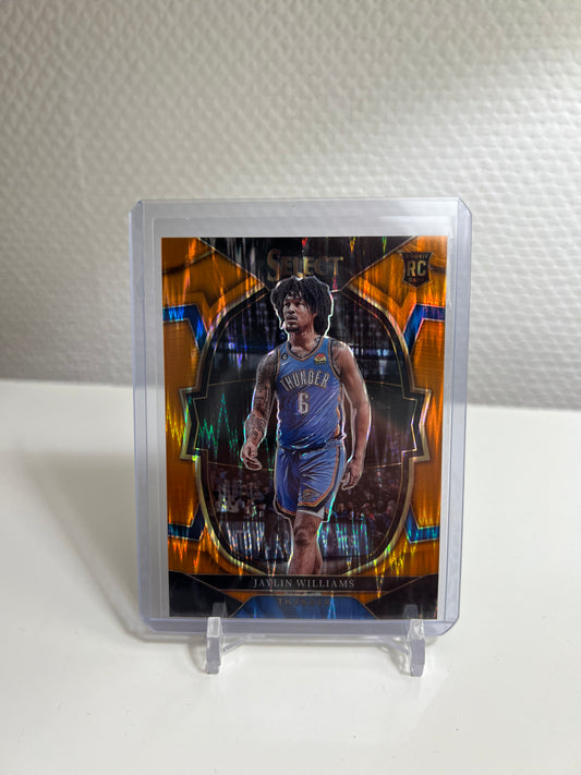 Select 22-23 - Jaylin Williams Orange Shimmer Prizm RC Card - Oklahoma City Thunder