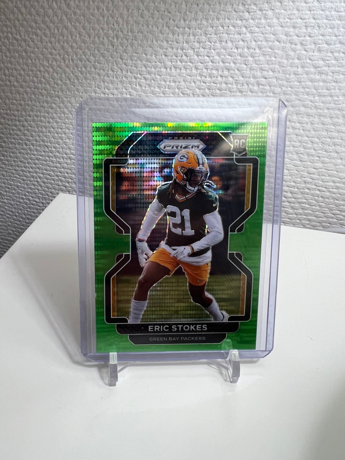Prizm 21 - Eric Stokes Green Pulsar RC Card - Green Bay Packers