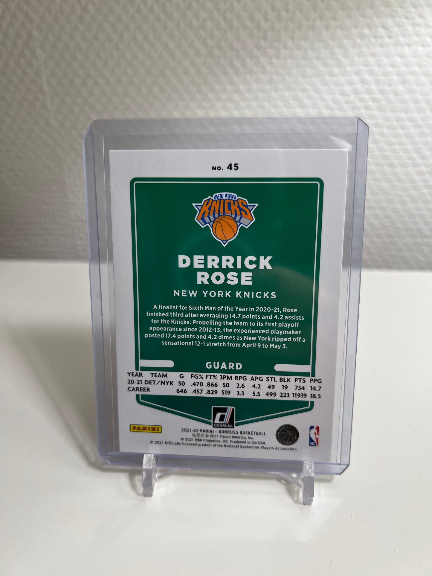 Donruss 21-22 - Derrick Rose Pink Laser - New York Knicks