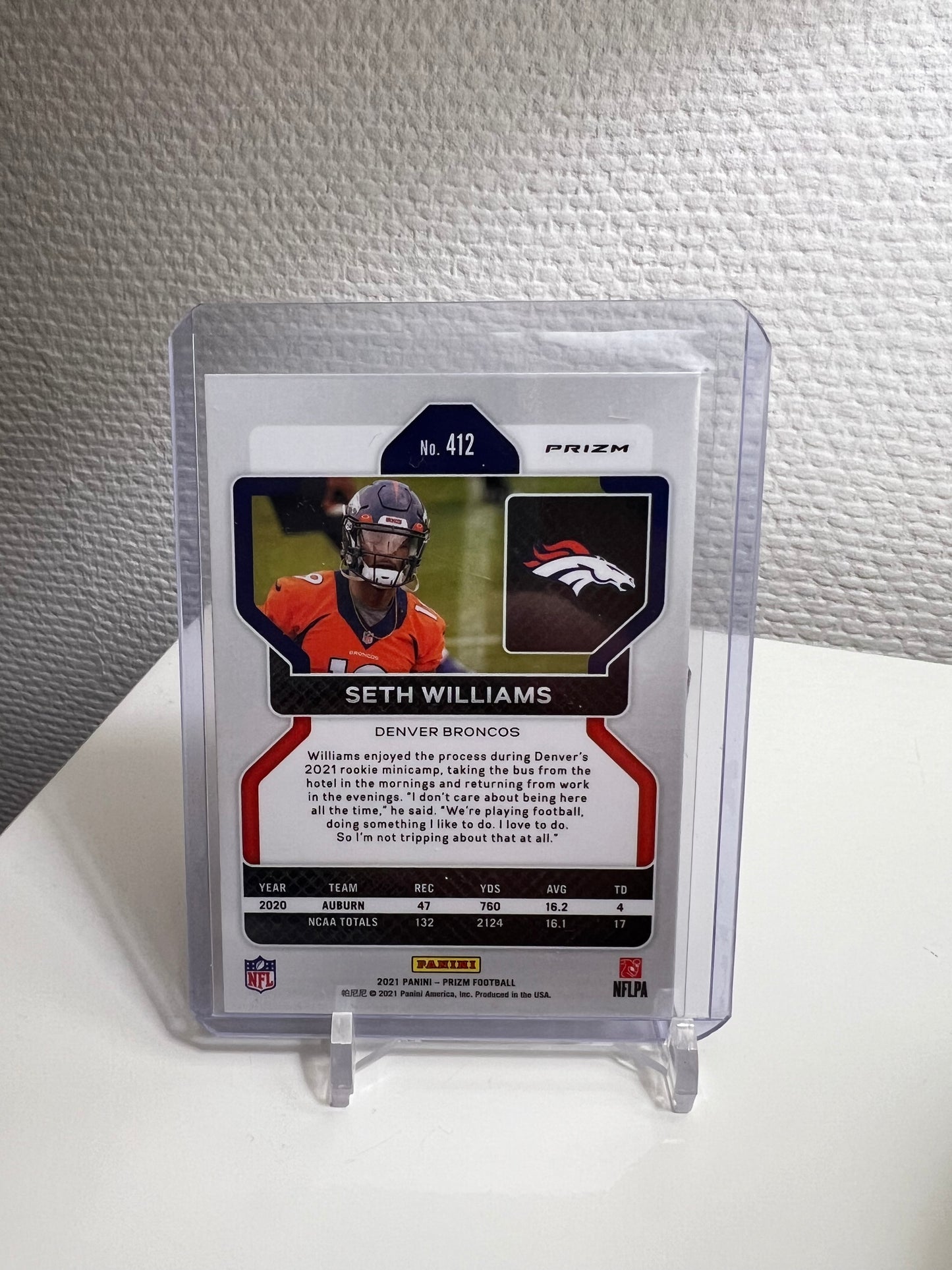 Prizm 21 - Seth Williams Silver Holo RC Card - Denver Broncos