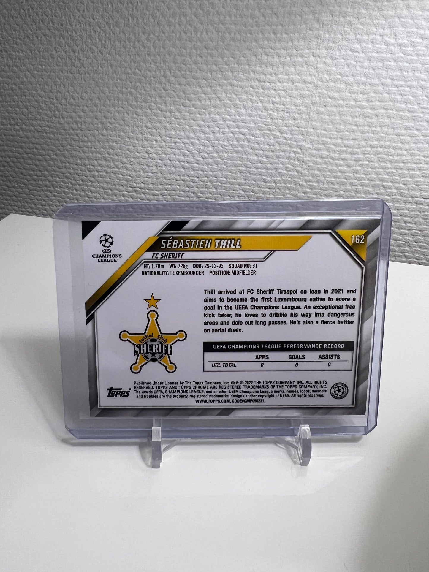 Chrome 21-22 - Sebastien Thill RC Card Ray Wave - FC Sheriff