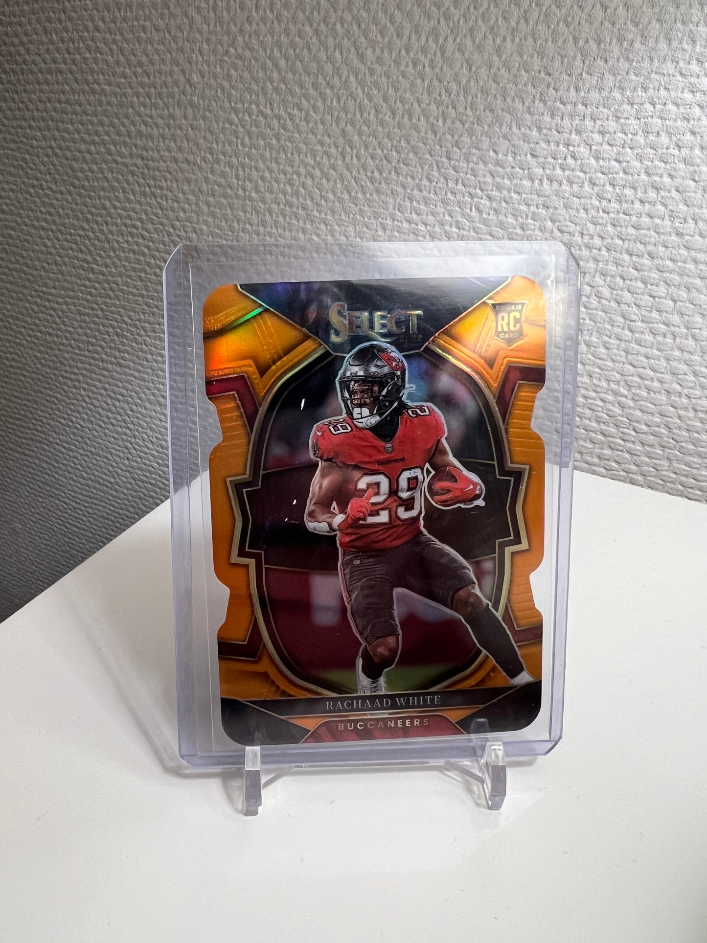 Select 22 - Rachaad White Die-Cut RC Card Orange Prizm /199 - Tempa Bay Buccaneers