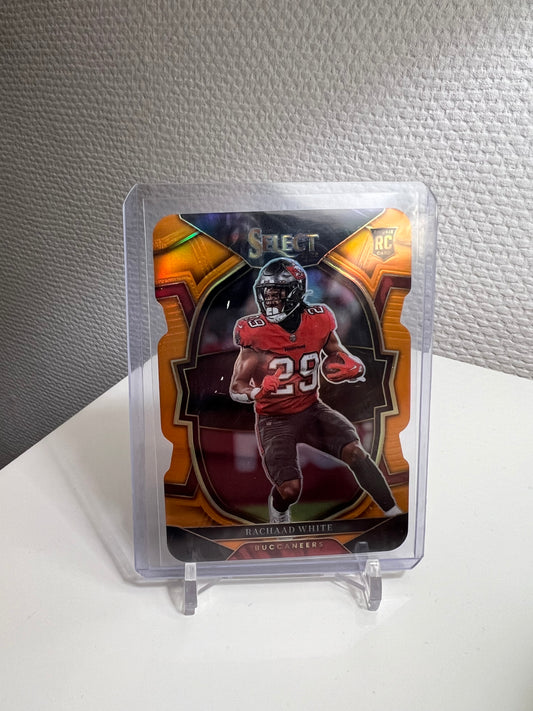 Select 22 - Rachaad White Die-Cut RC Card Orange Prizm /199 - Tempa Bay Buccaneers