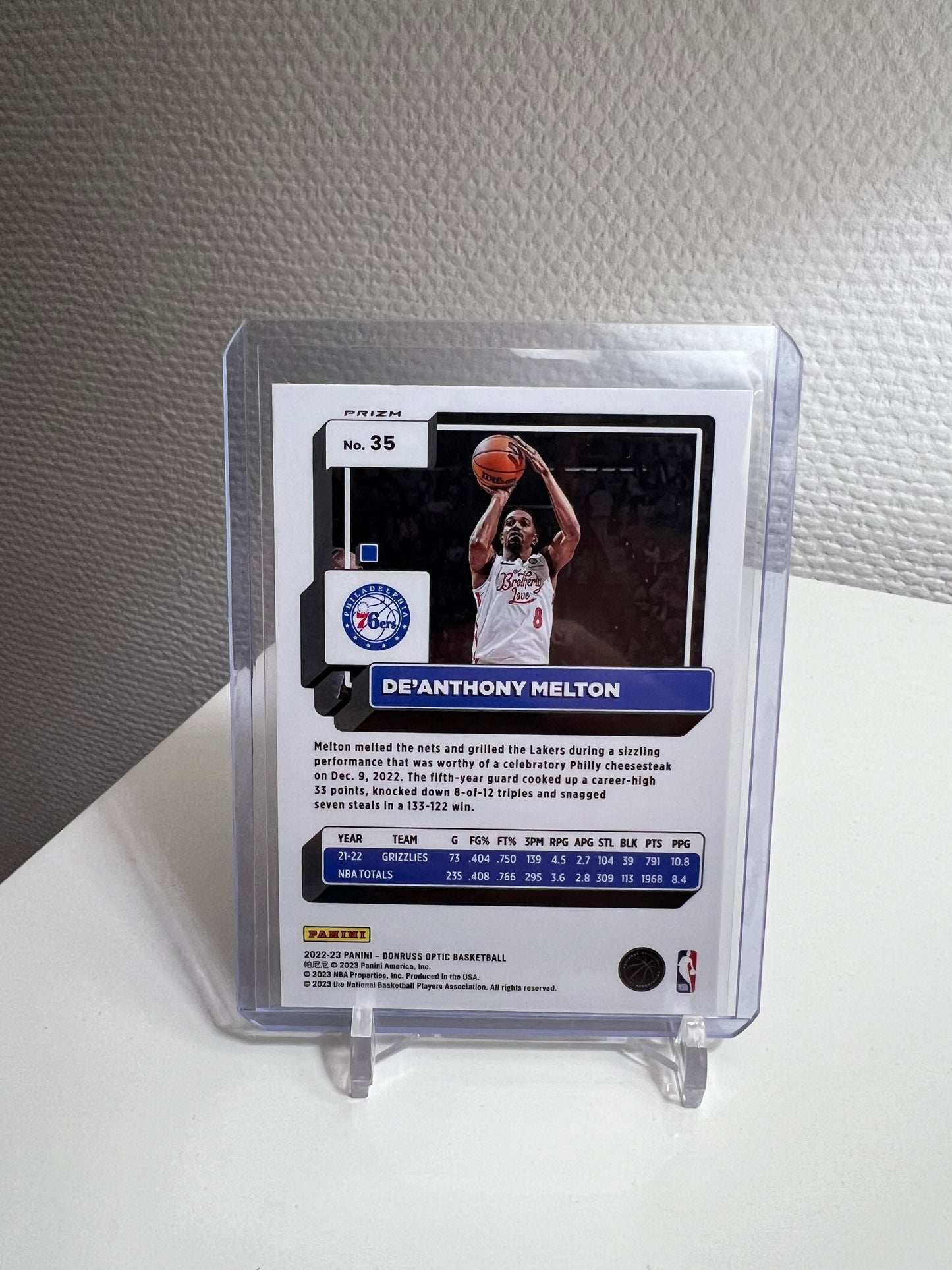 Donruss Optic 22-23 - De Anthony Melton Hyper Pink Prizm - Philadelphia 76ers