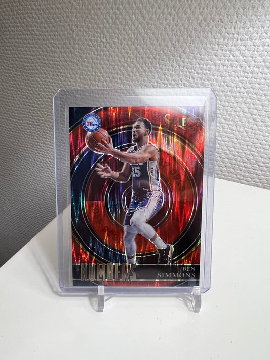 Select 20-21 - Ben Simmons Numbers Red Shimmer Prizm - Philadelphia 76ers