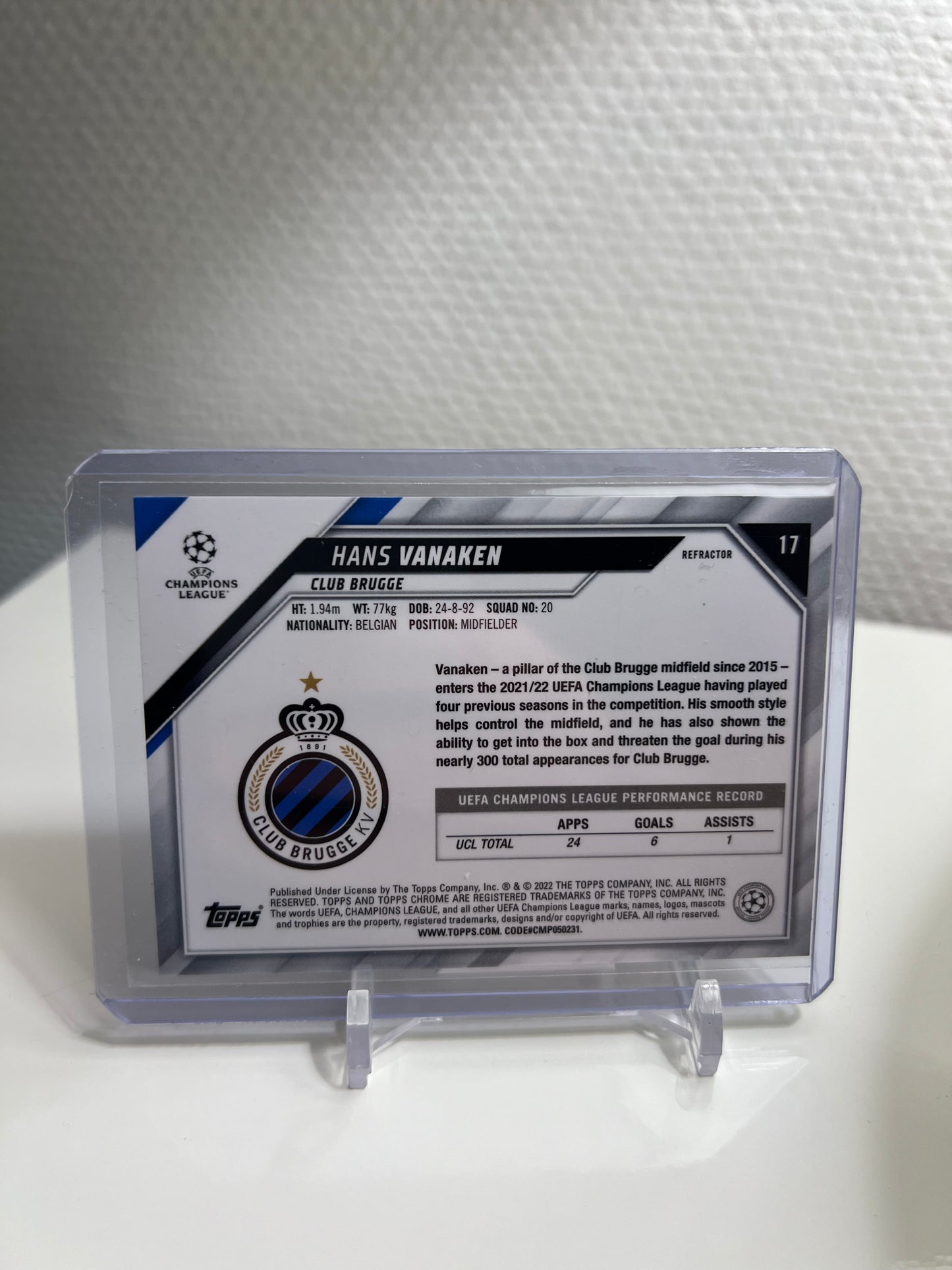 Chrome 21-22 - Hans Vanaken Refractor - FC Brügge