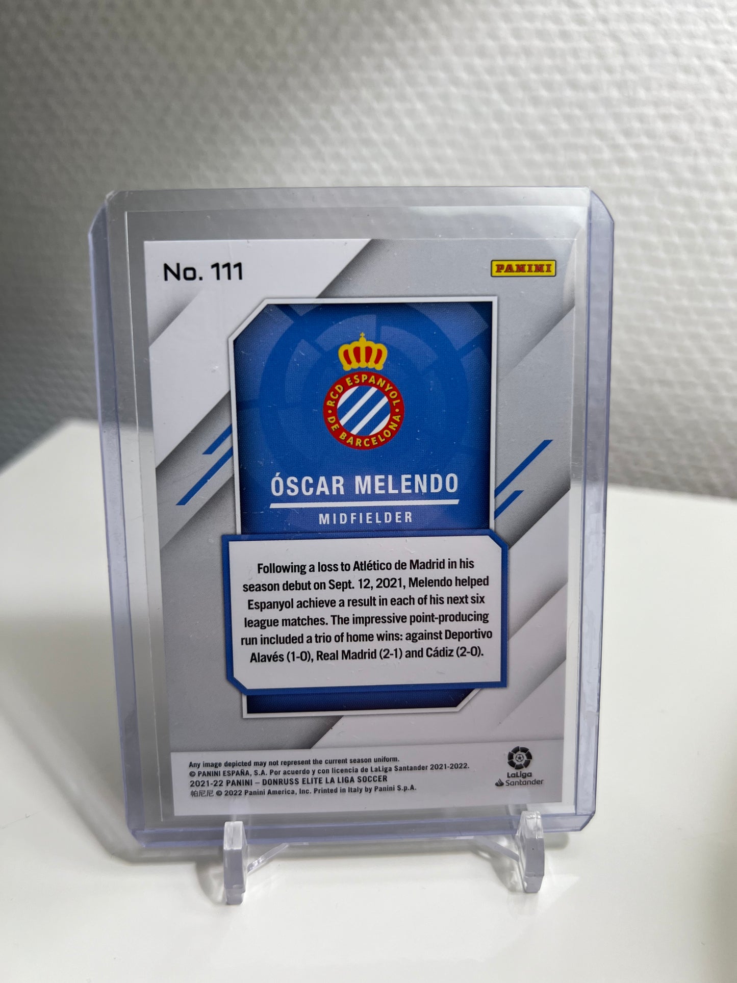 Donruss Elite 21-22 - Oscar Melendo Pink /49 RC Card - Espanyol Barcelona