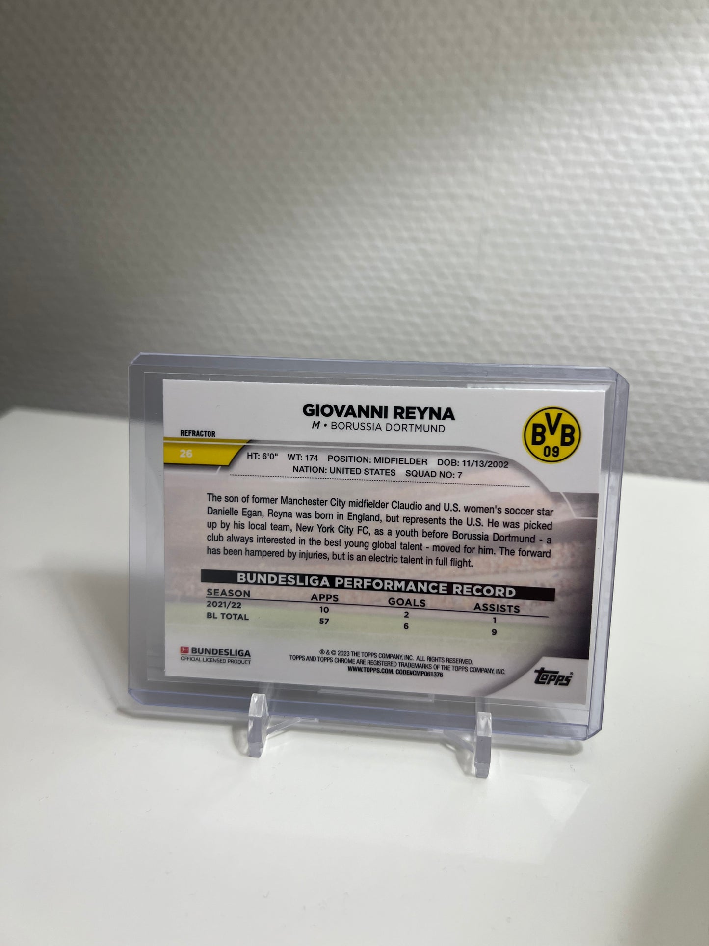 Chrome 22-23 - Giovanni Reyna Refractor - Borussia Dortmund