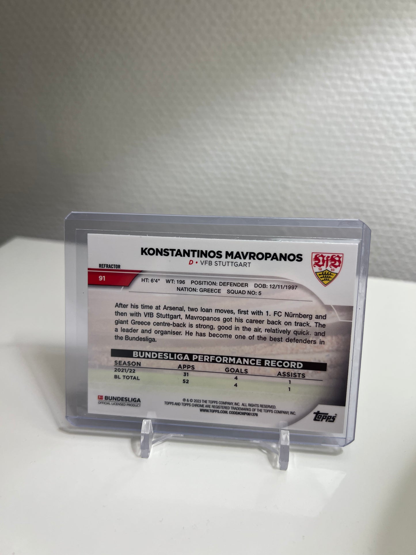 Chrome 22-23 - Konstantinos Mavropanos Refractor - VfB Stuttgart