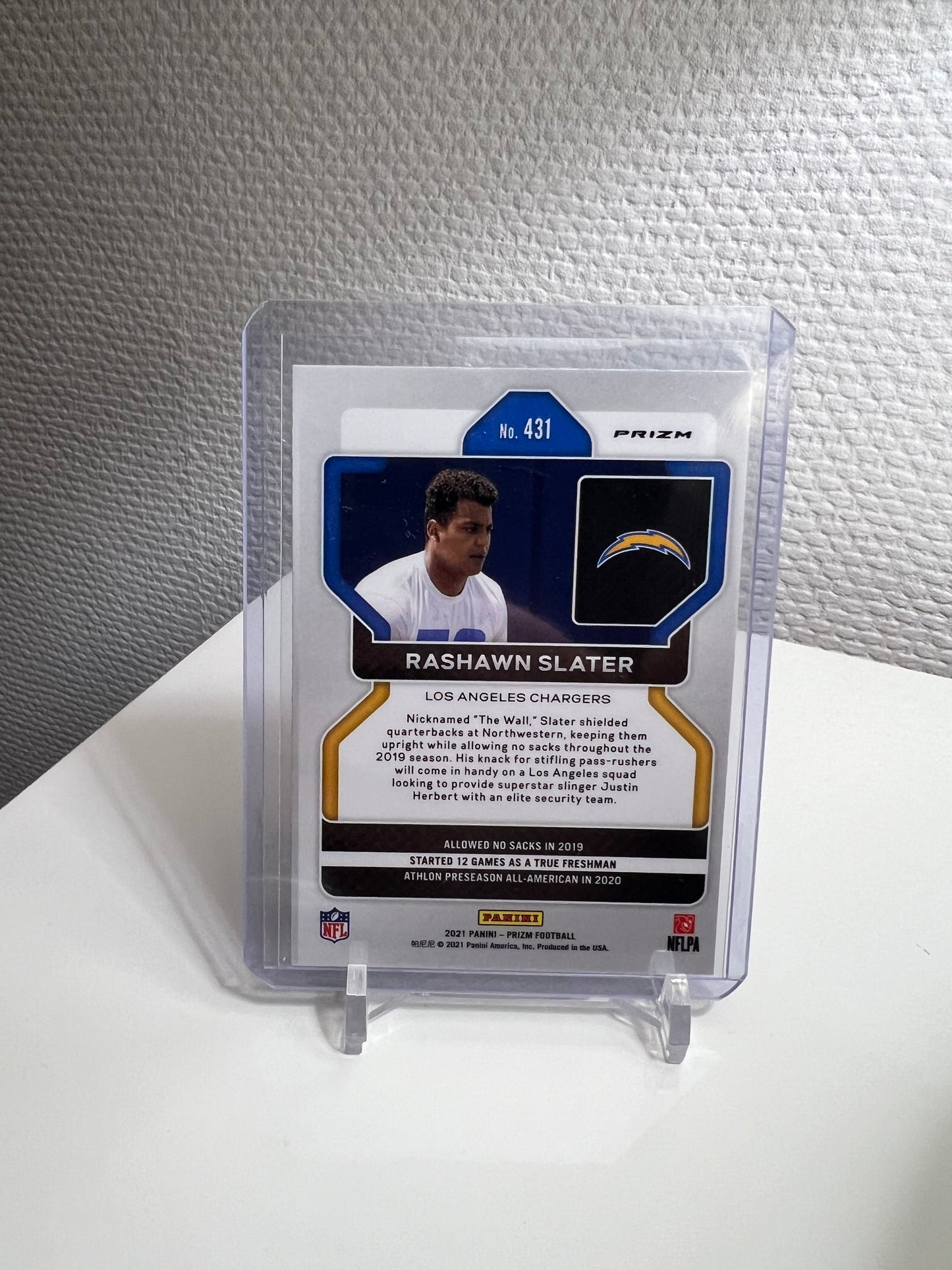 Prizm 21 - Rashawn Slater Light Blue RC Card - Los Angeles Chargers