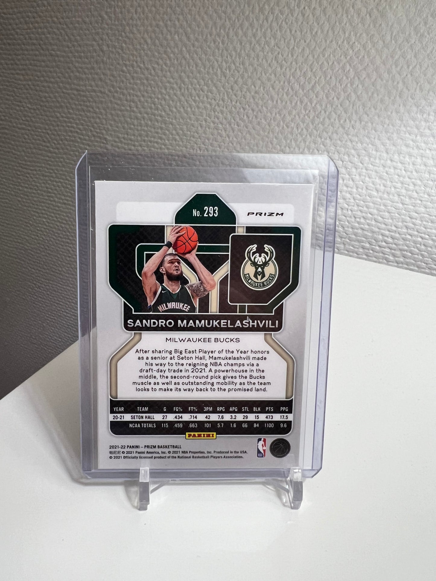 Prizm 21-22 - Sandro Mamukelashvili Silver RC Card - Milwaukee Bucks