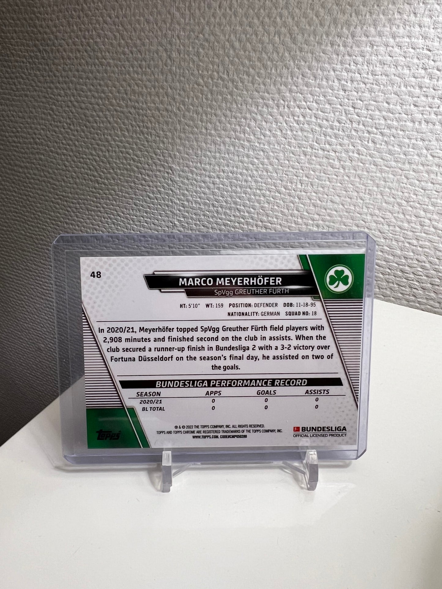 Chrome Sapphire 21-22 - Marco Meyerhöfer RC Card - SpVgg Greuther Fürth